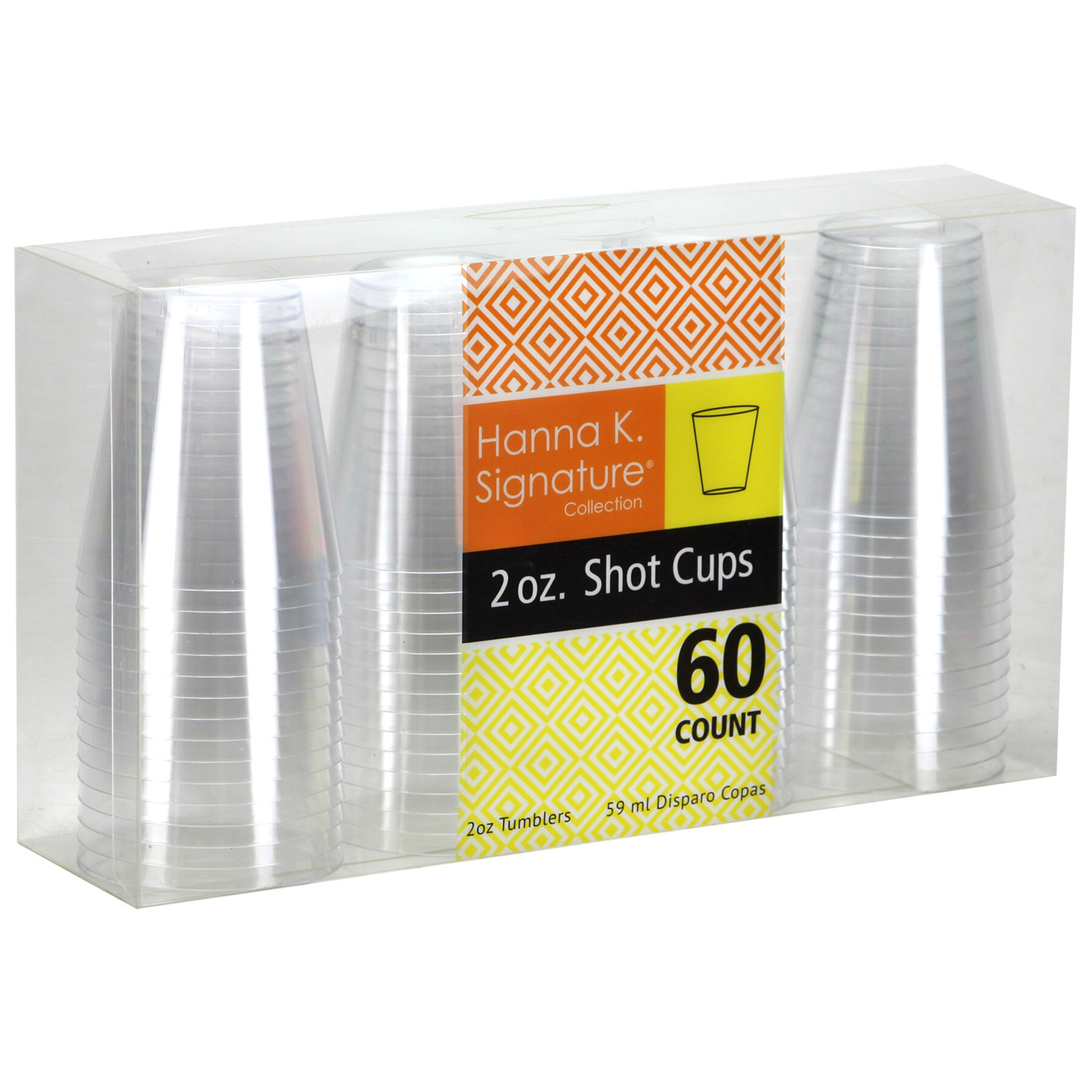 Hanna K. Signature 60-Count Clear Plastic Shot Glasses, 2oz