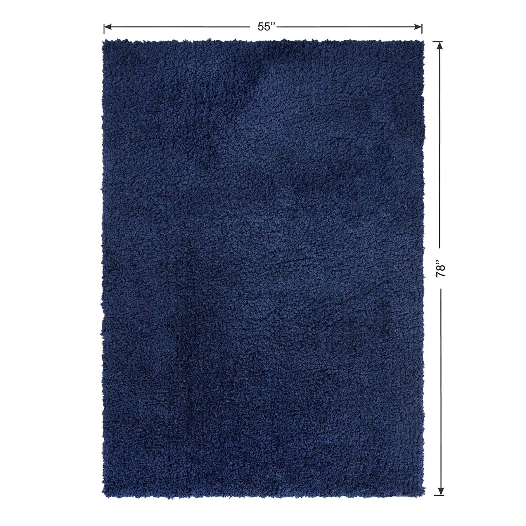 (C194) Kodiak Navy Blue Shag Area Rug, 5x7