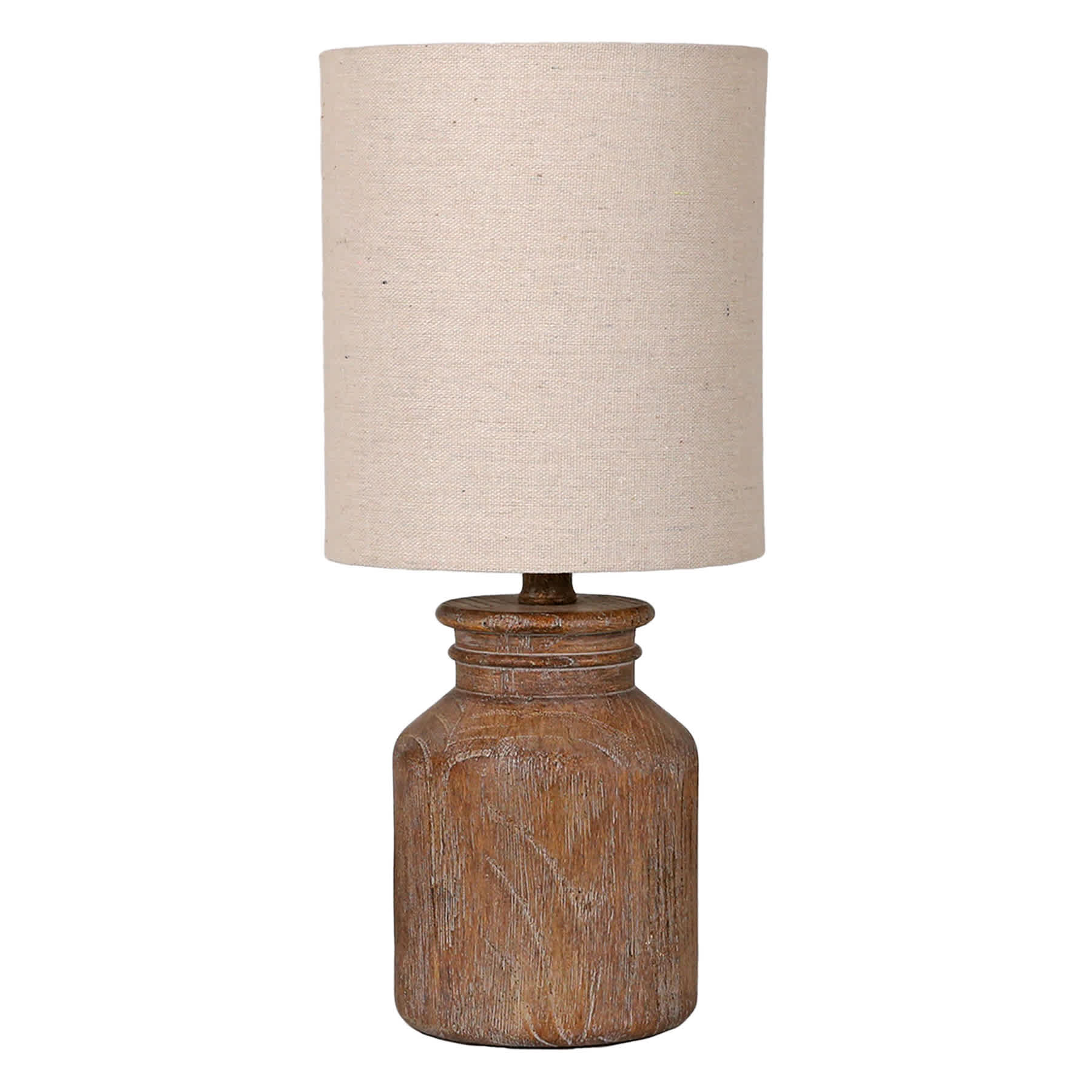 Honeybloom Walnut Wood Finish Mini Table Lamp with Shade, 12"