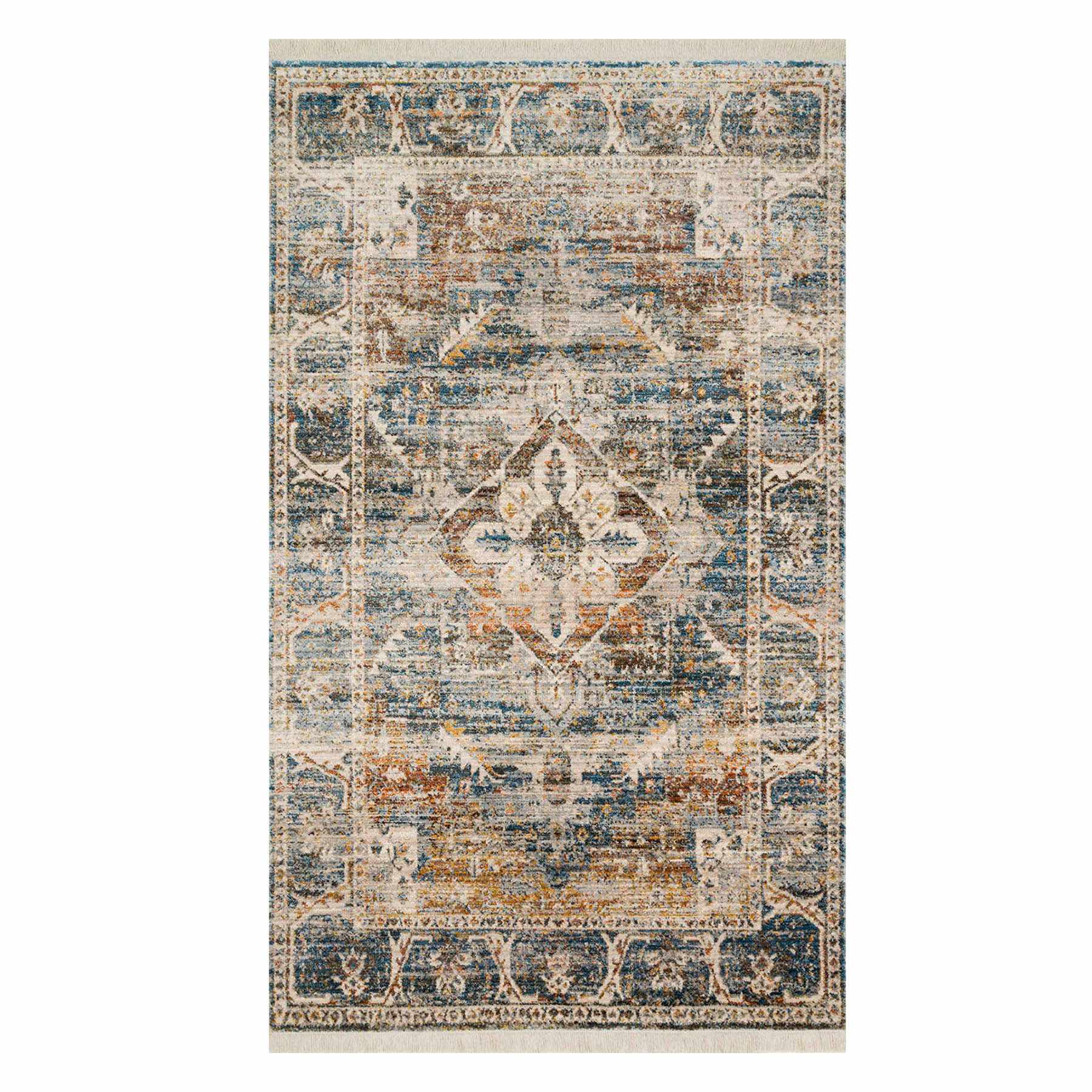 (A407) Halton Slate Rust Distressed-Look Accent Rug, 3x5
