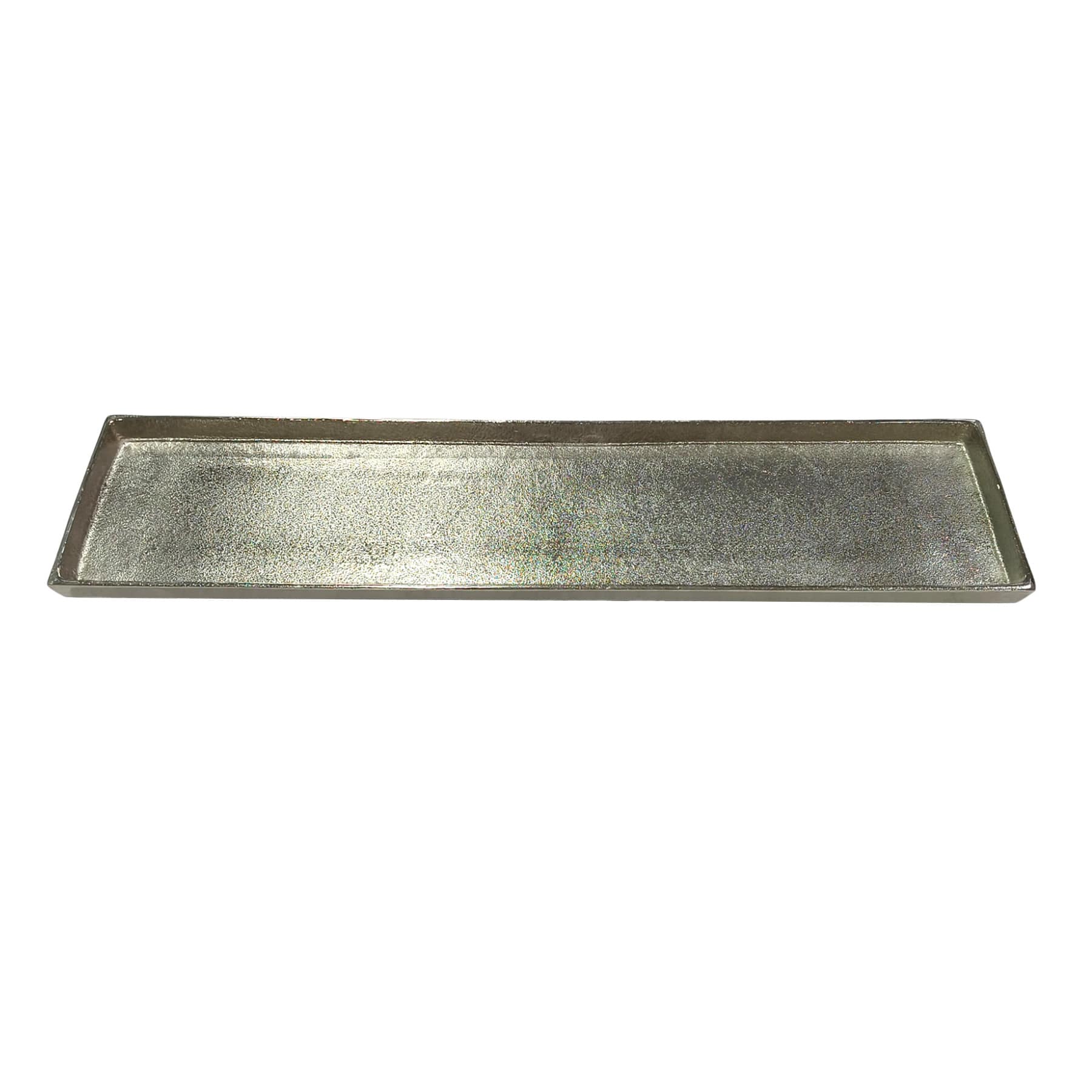 Silver Cast Aluminum Rectangular Tray, 39x9