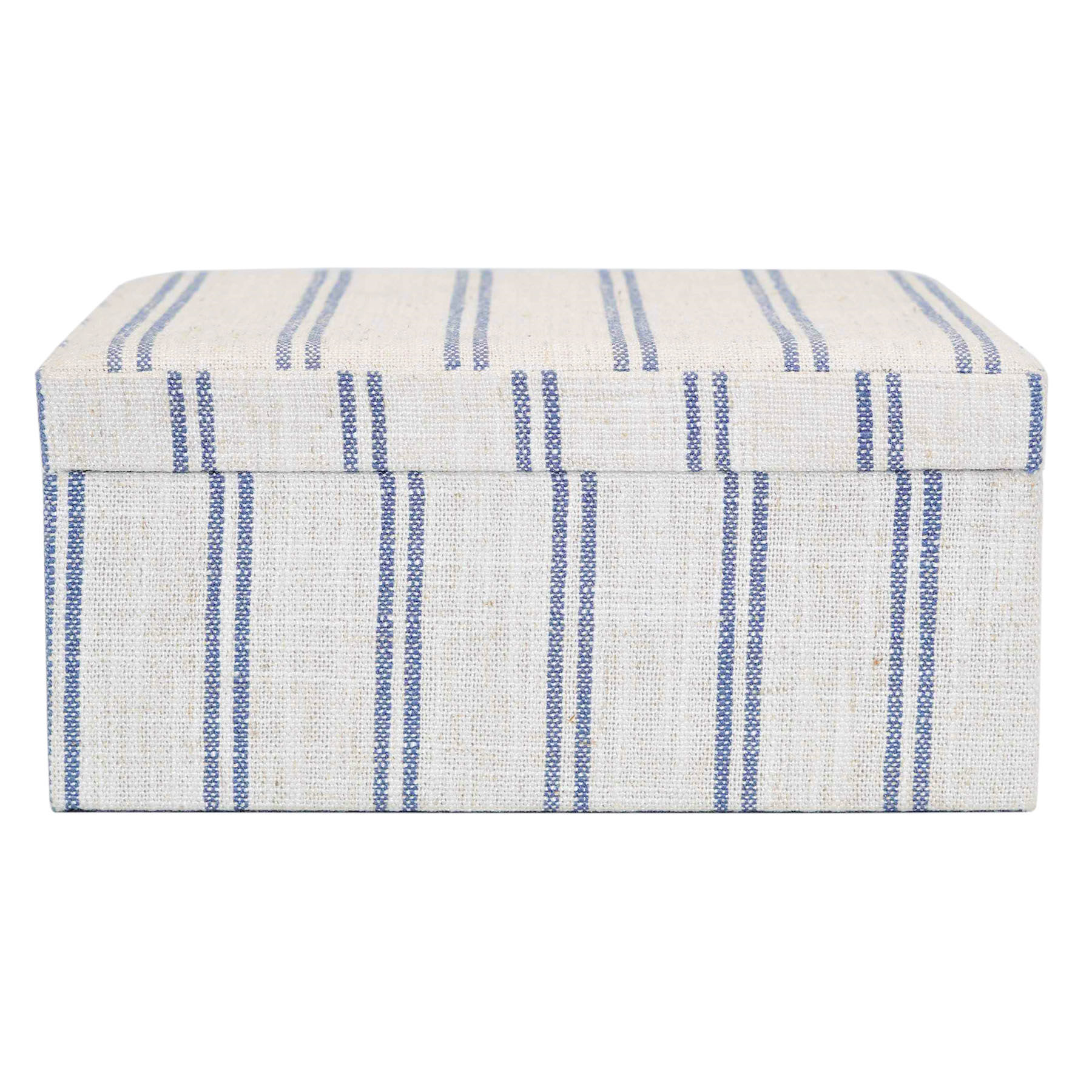 Honeybloom Ivory & Blue Striped Decorative Box, 9x7