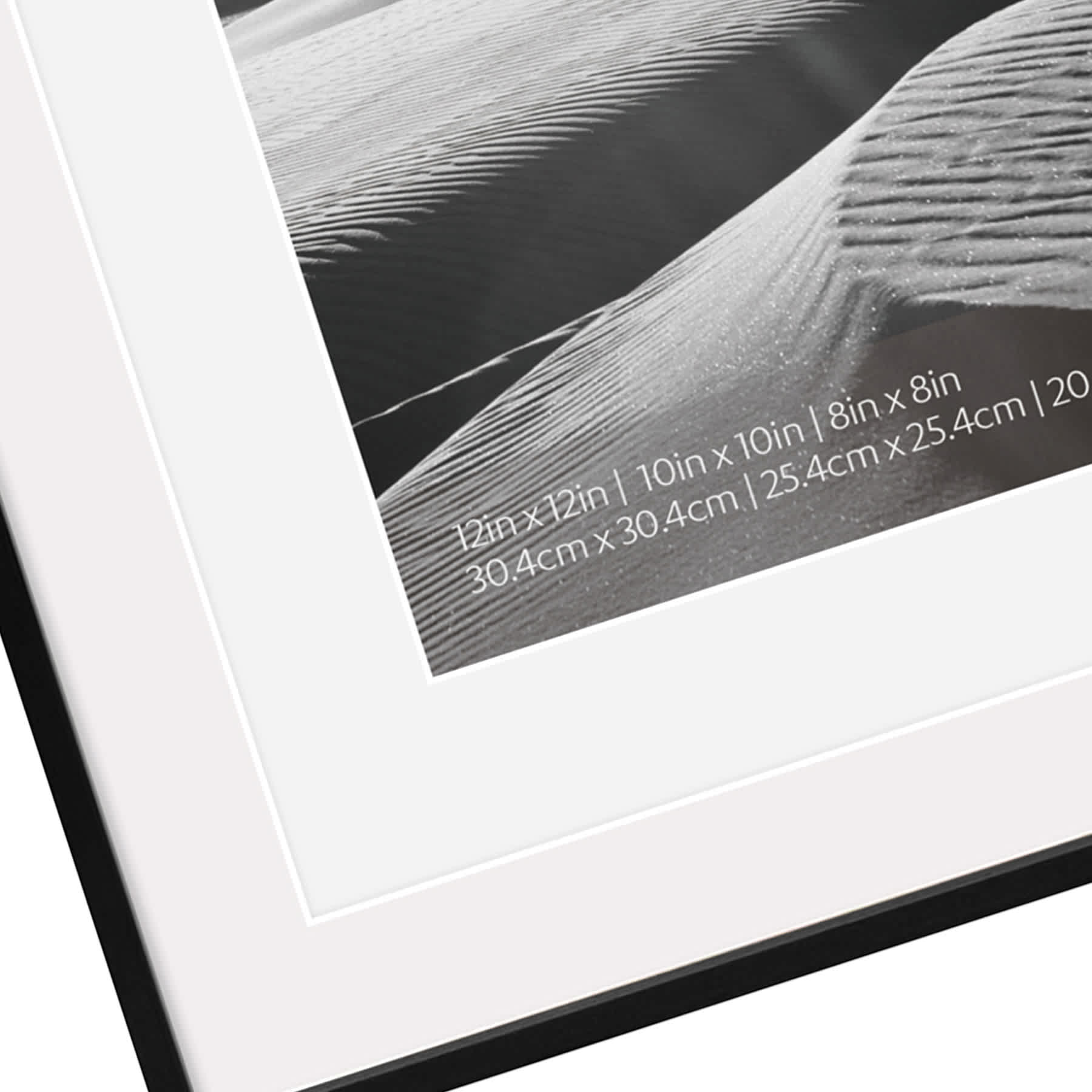 12x12 Black Thin Matted to 10x10 & 8x8 Wall Frame
