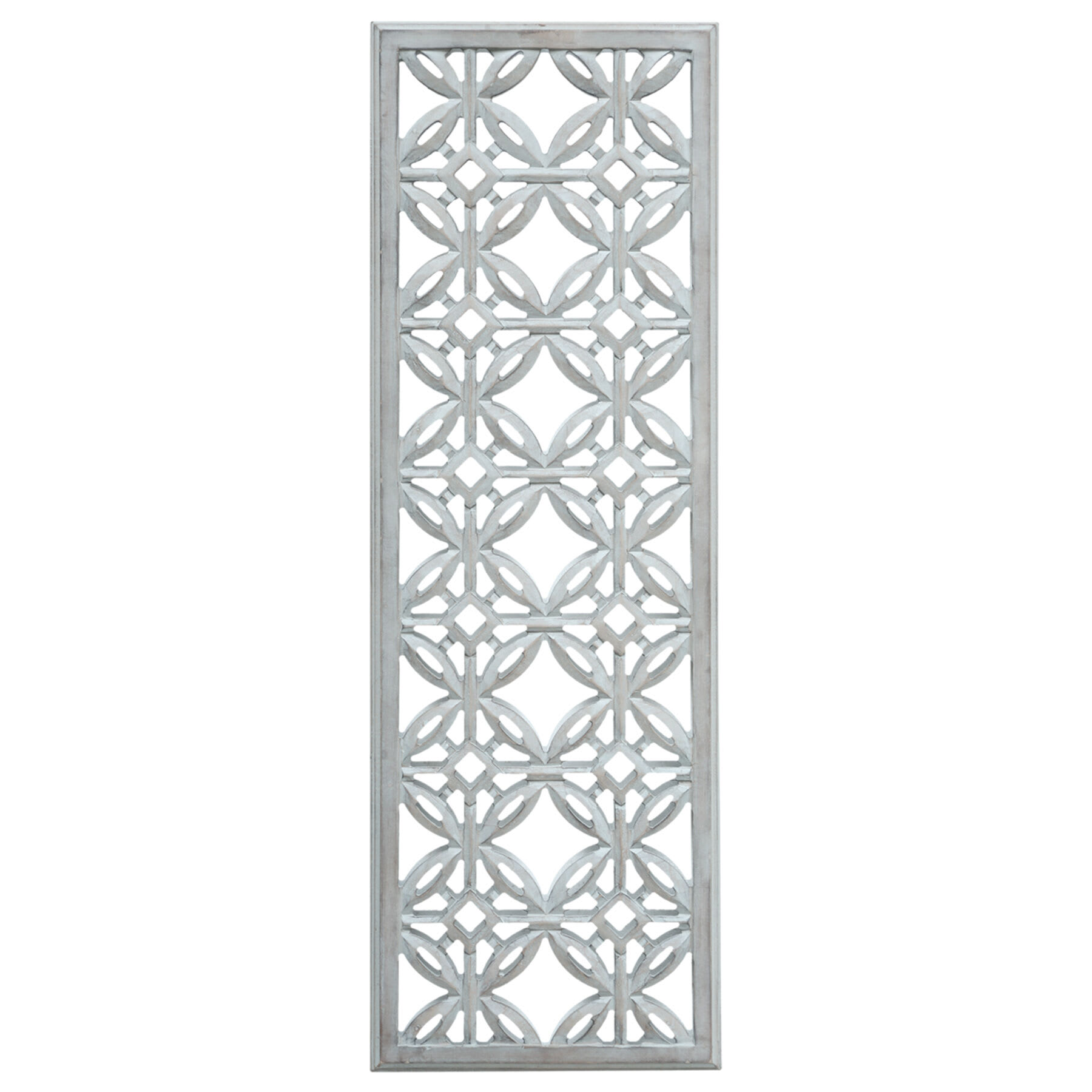 Ricardo Hand Carved Gray Wash Wooden Panel Wall Decor, 12x36