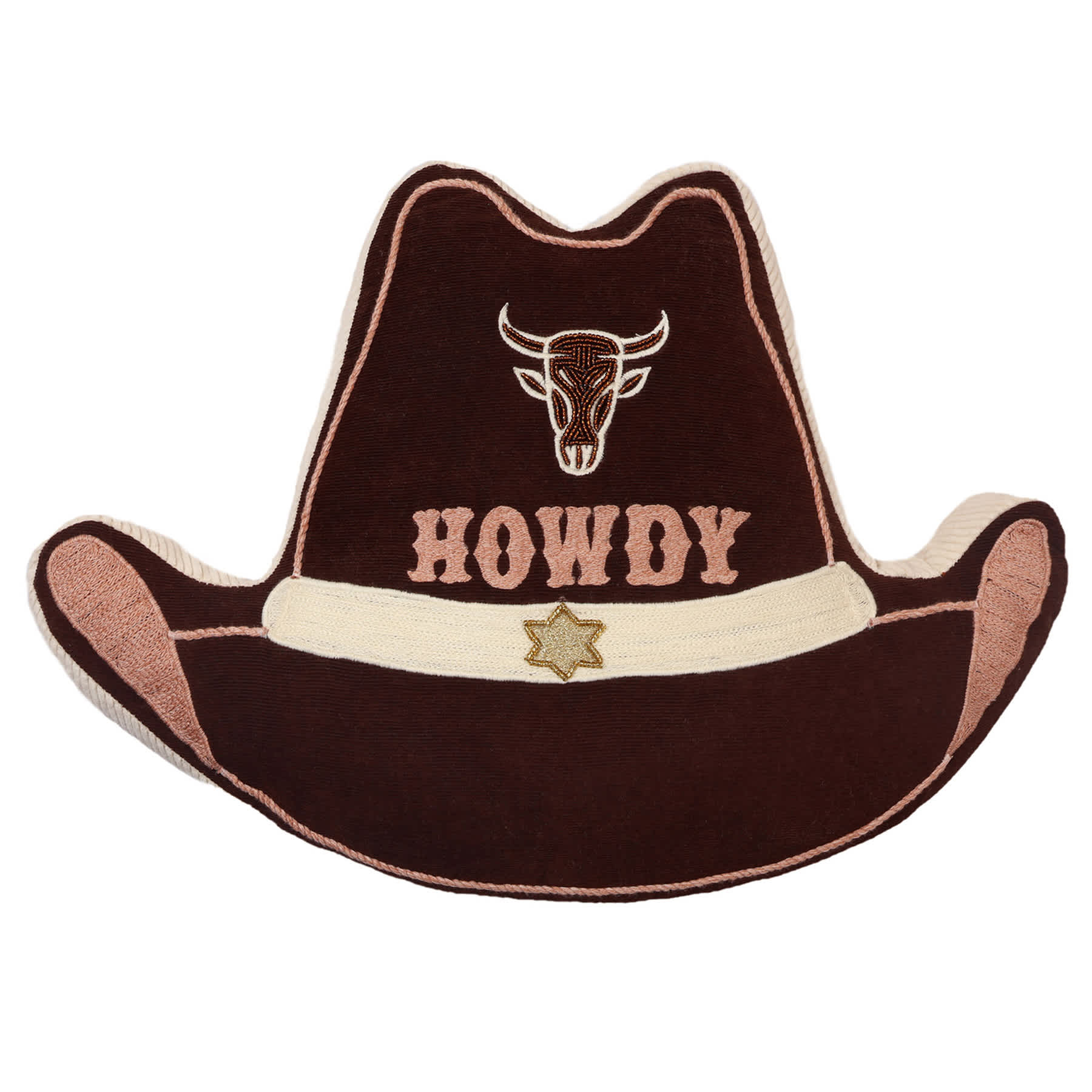 Western Hat Shaped Throw Pillow, 18x14