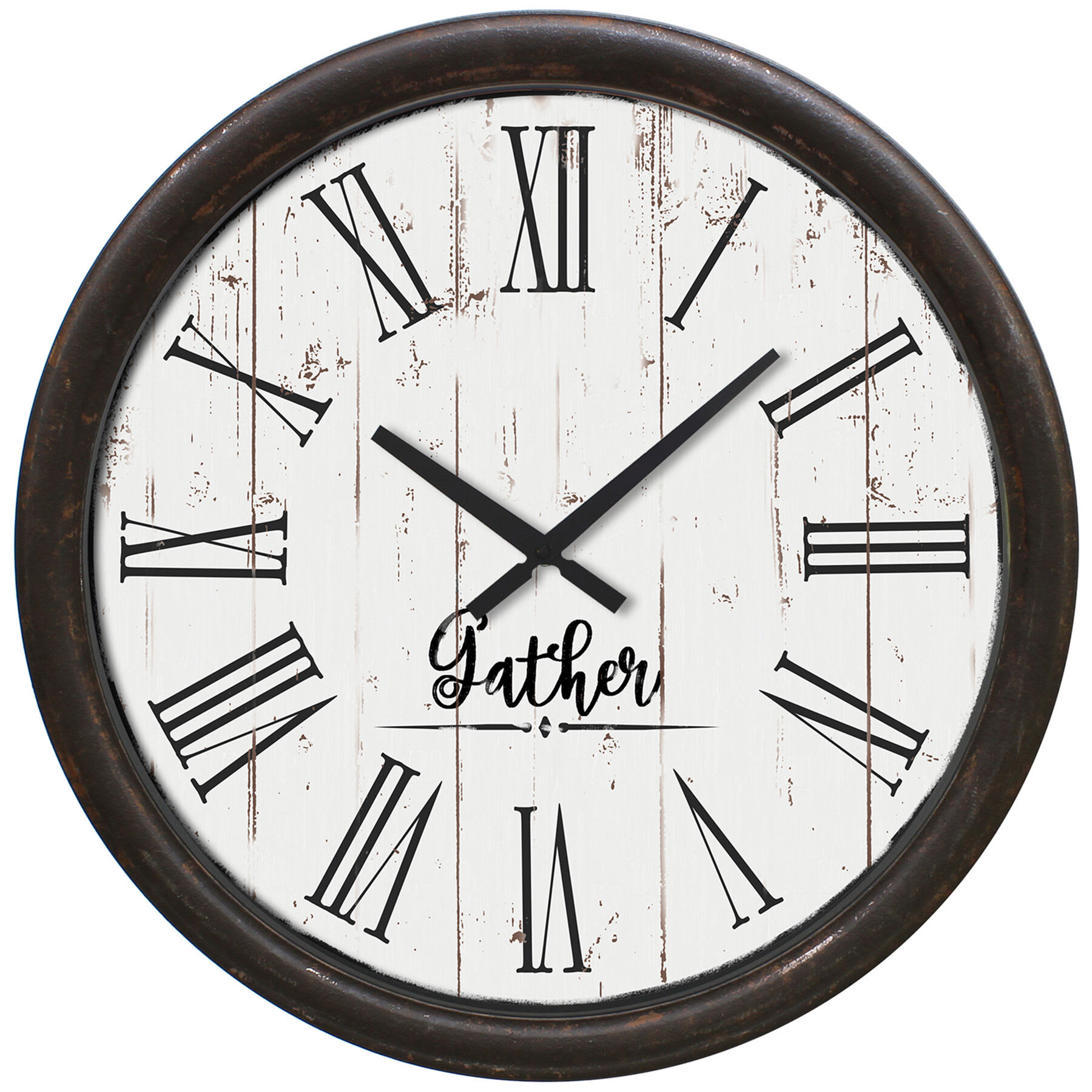 Black Gather Round Wall Clock, 20"
