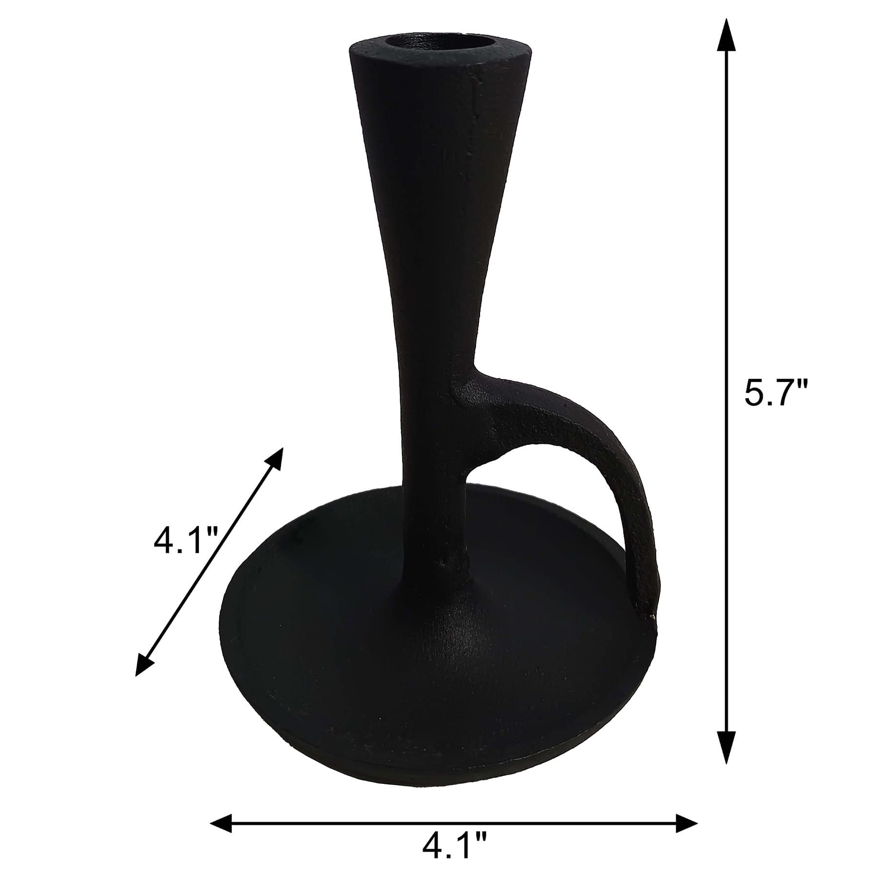 Black Cast Taper Candle Holder, 6"