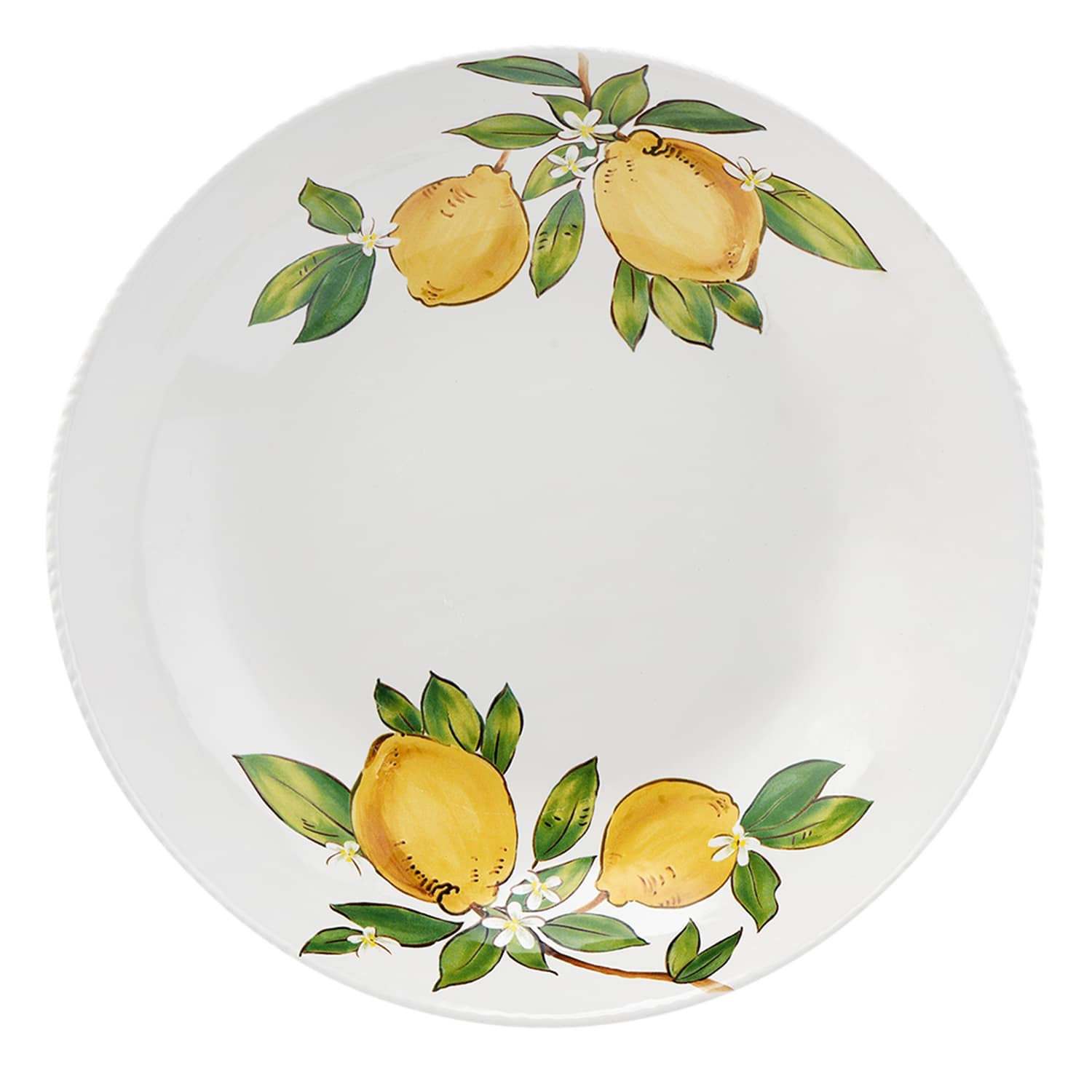 Lemon Print Ceramic Serving Bowl, 12"