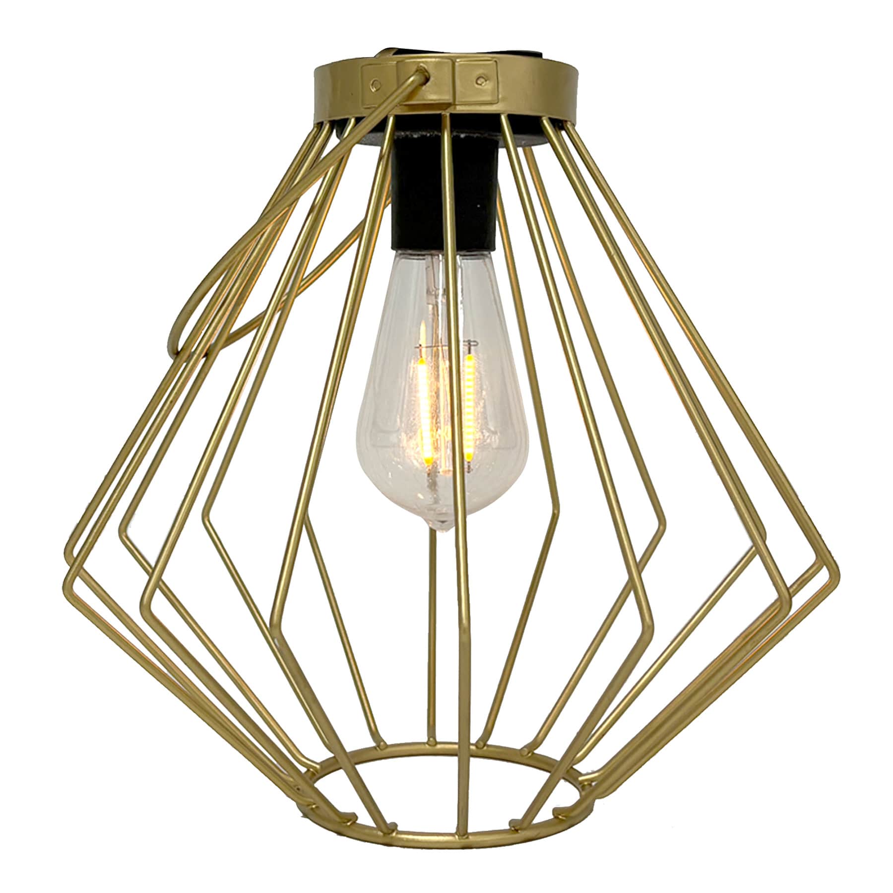 Gold Metal Outdoor Solar Lantern, 12"