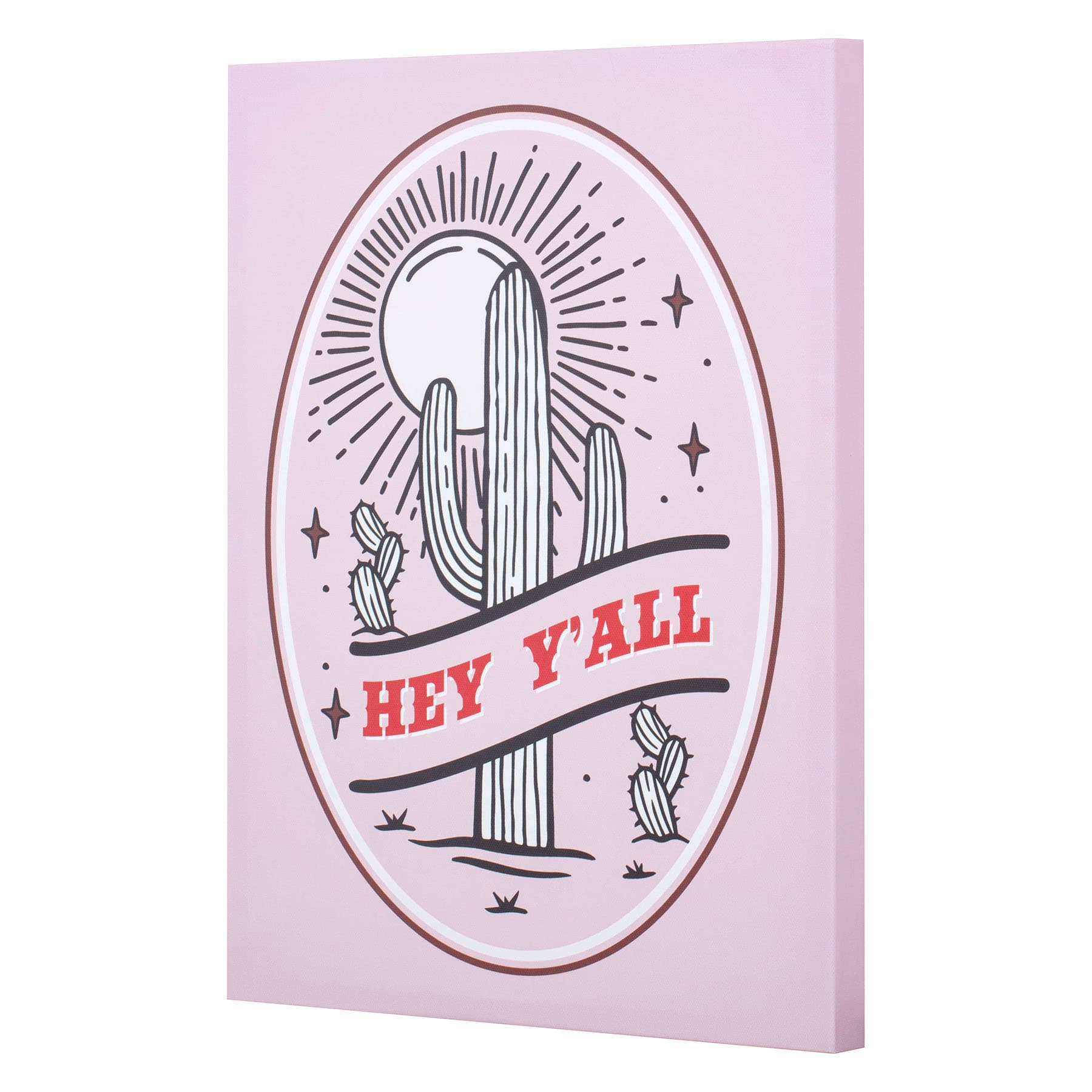 Hey Y'all Cactus Canvas Print Wall Art, 12x16