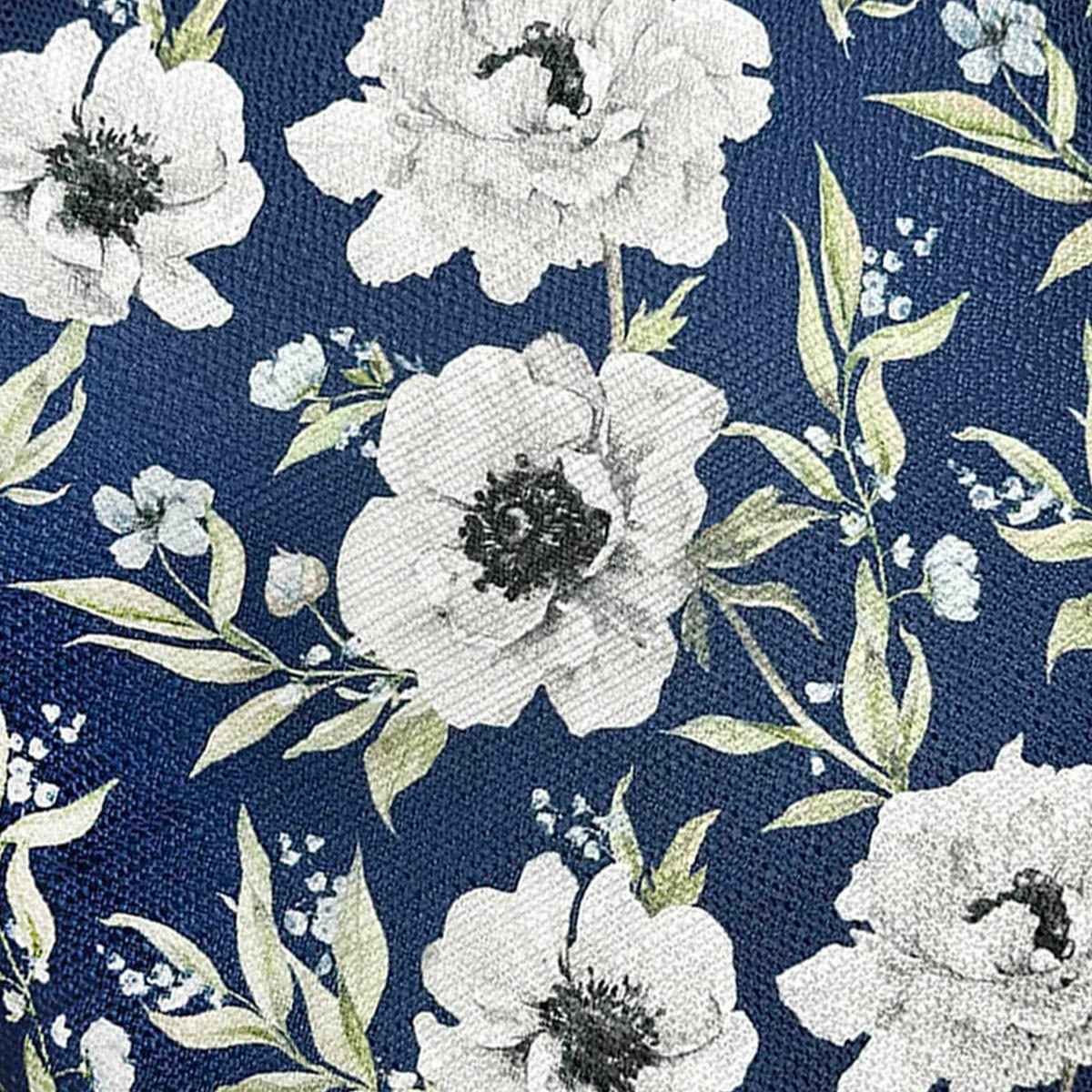 Navy Blue Peony Print Throw Pillow, 18"