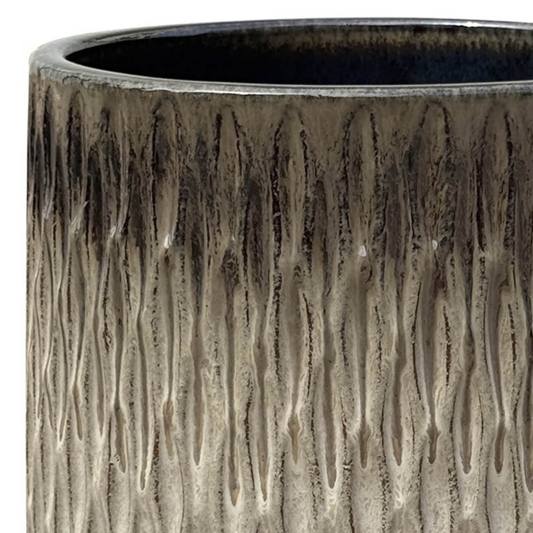 Honeybloom Neutral Two-Tone Sasha Ceramic Outdoor Planter, Medium