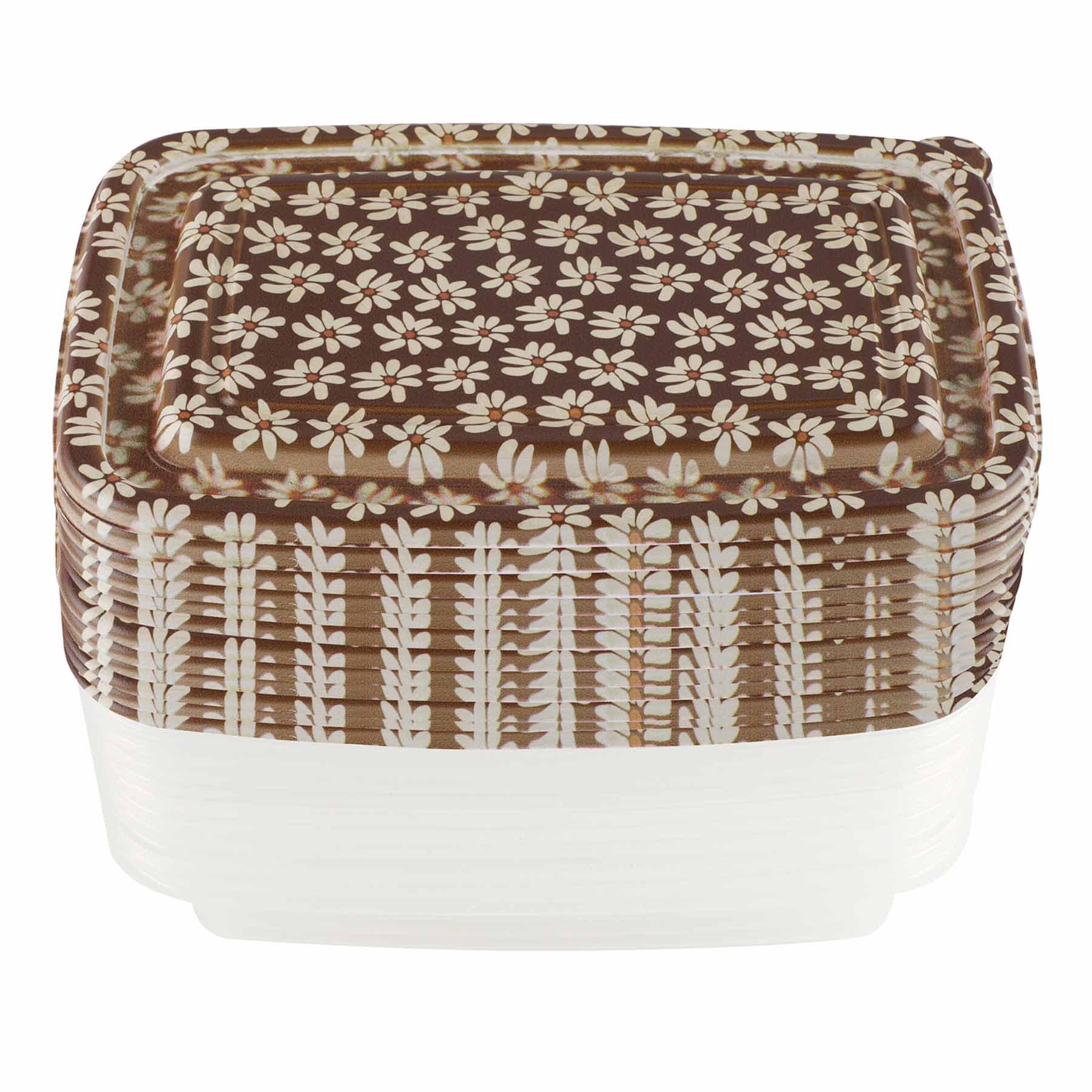 20PC BROWN DAISIES RECTANGLE FOOD STORAGE SET