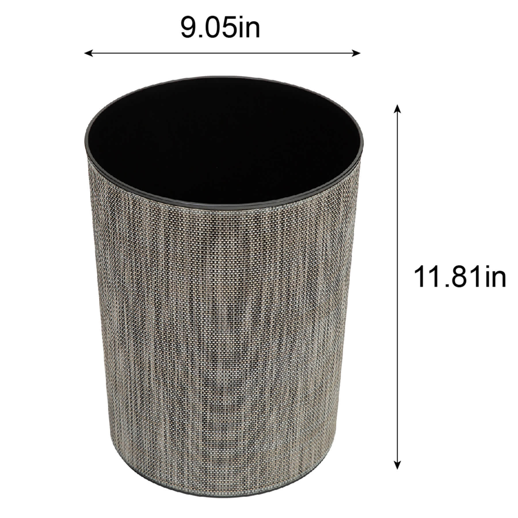 Winslow Black & Grey Round Trash Bin, 10l