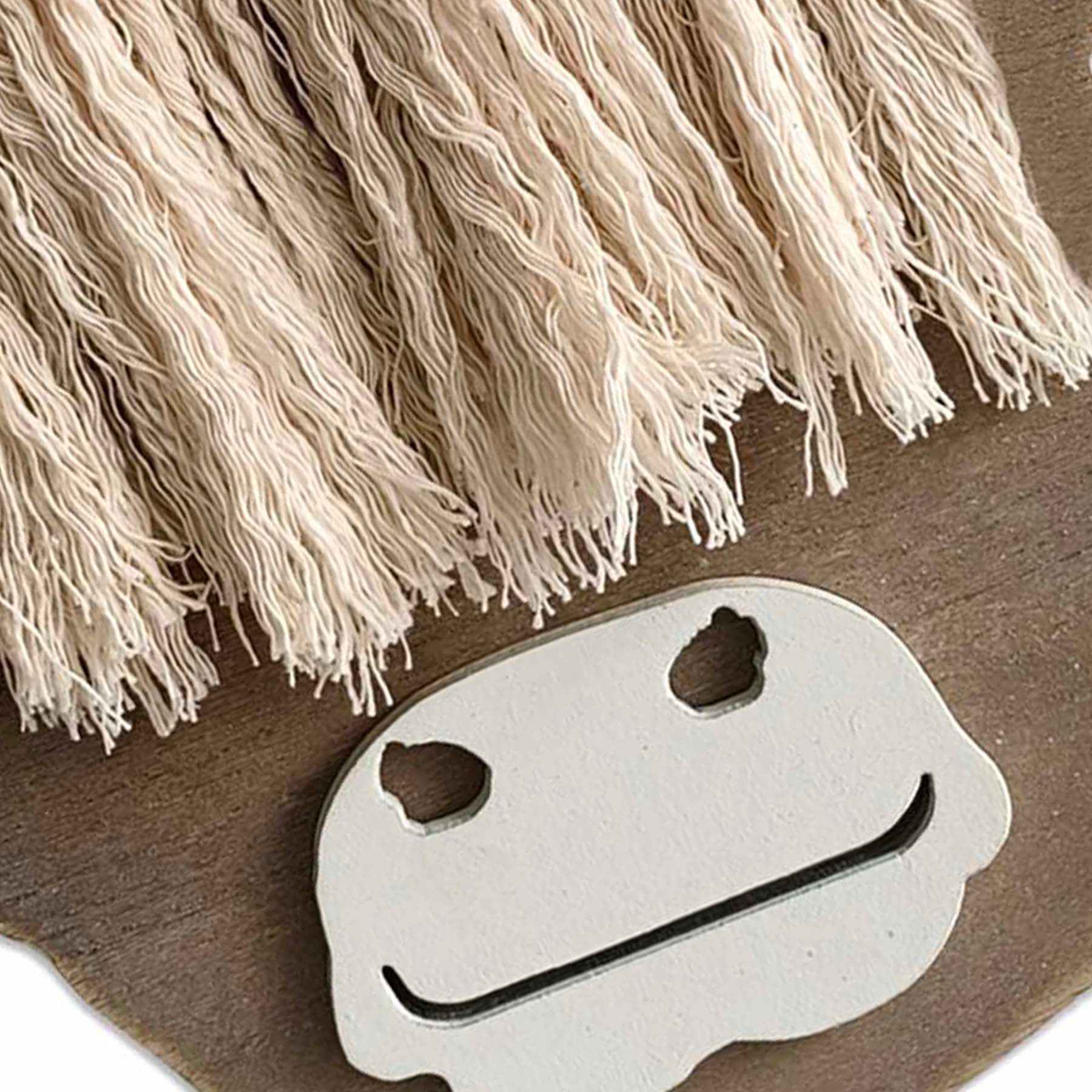 Cow Wooden Wall Plaque with Tassels, 10"