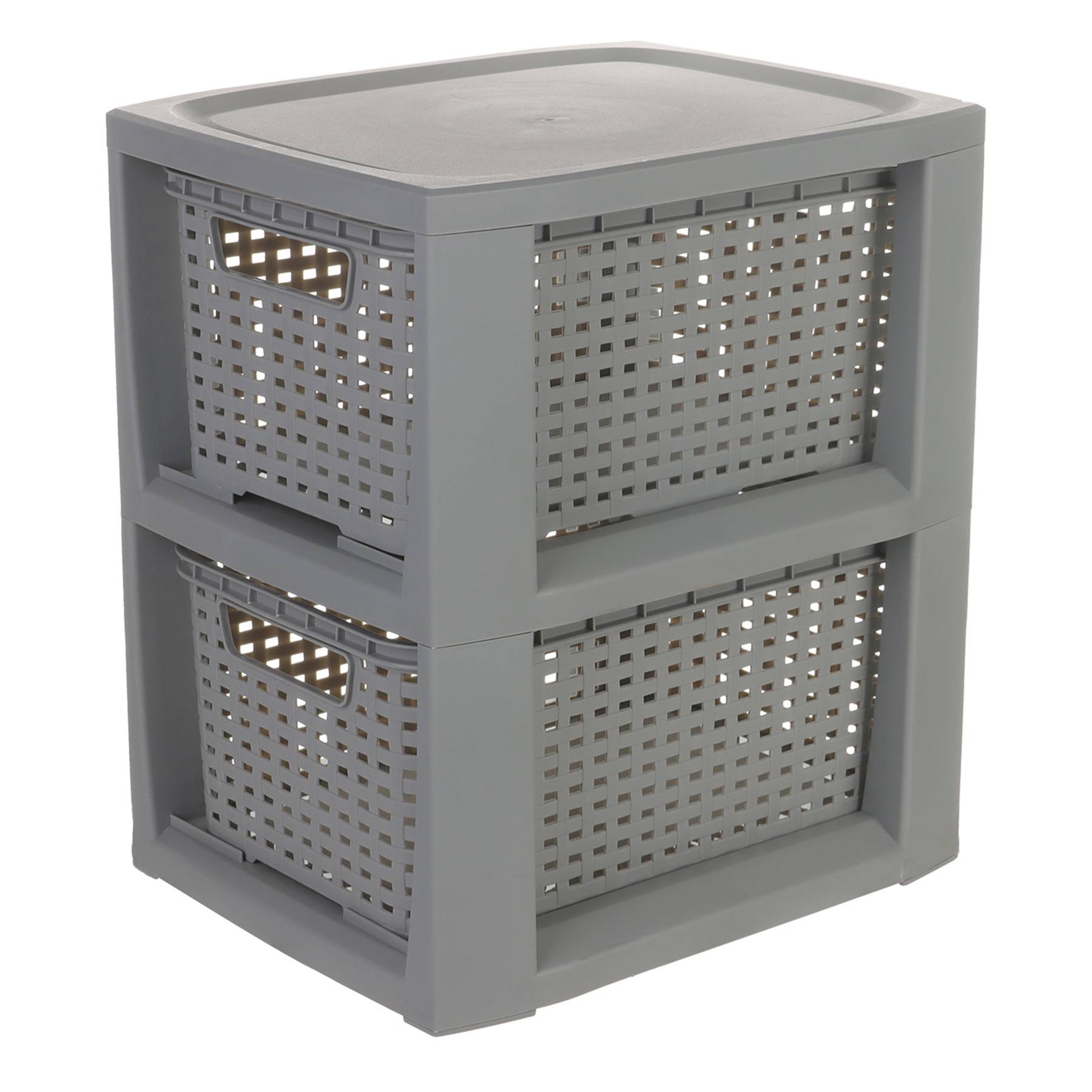 2-Layer Woven Drawer Set, Grey
