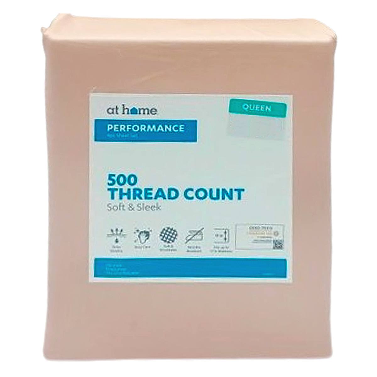 4-Piece Pink 500 Thread Count Cotton Blend Sheet Set, Queen
