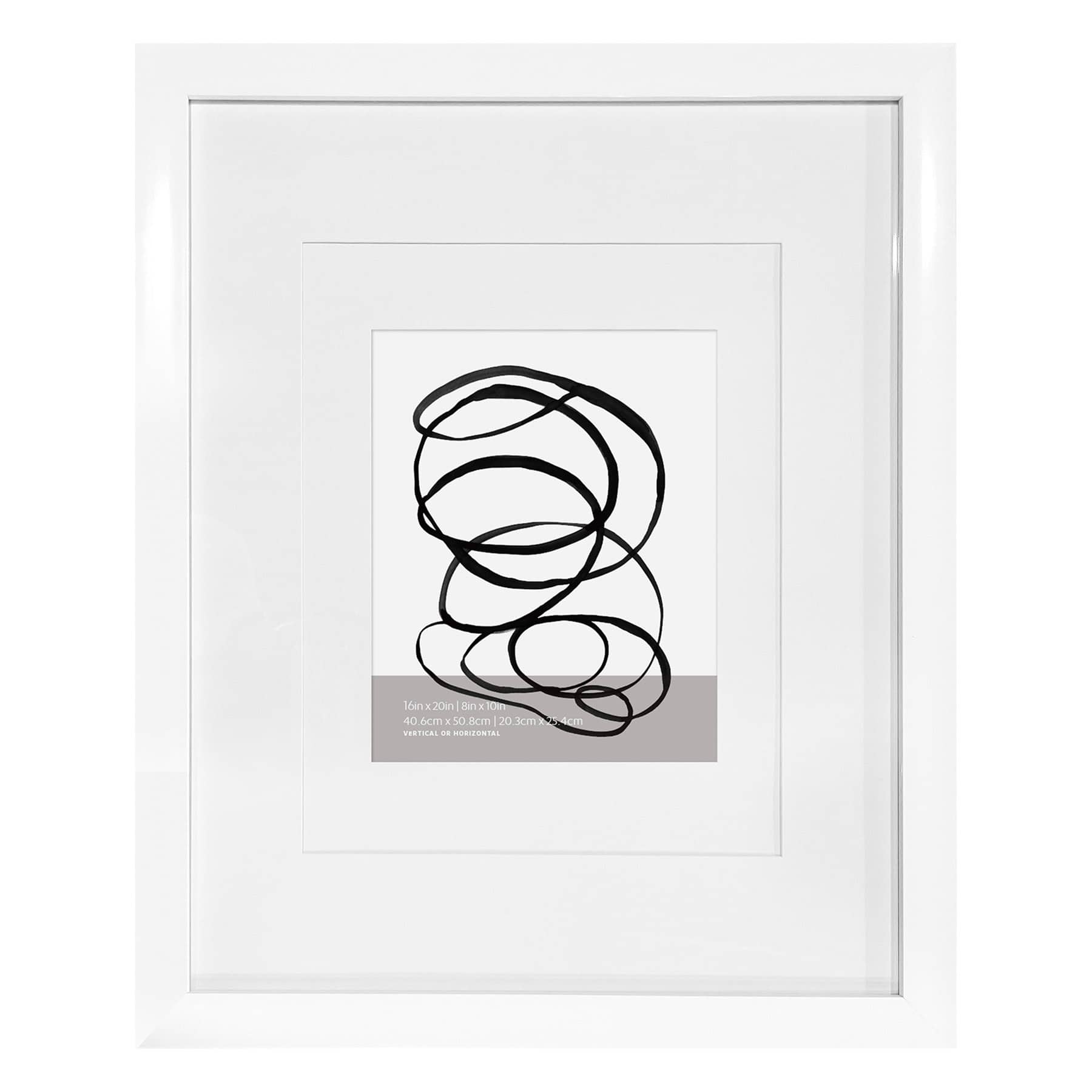 White Double Mat Wide Wall Frame, 16x20