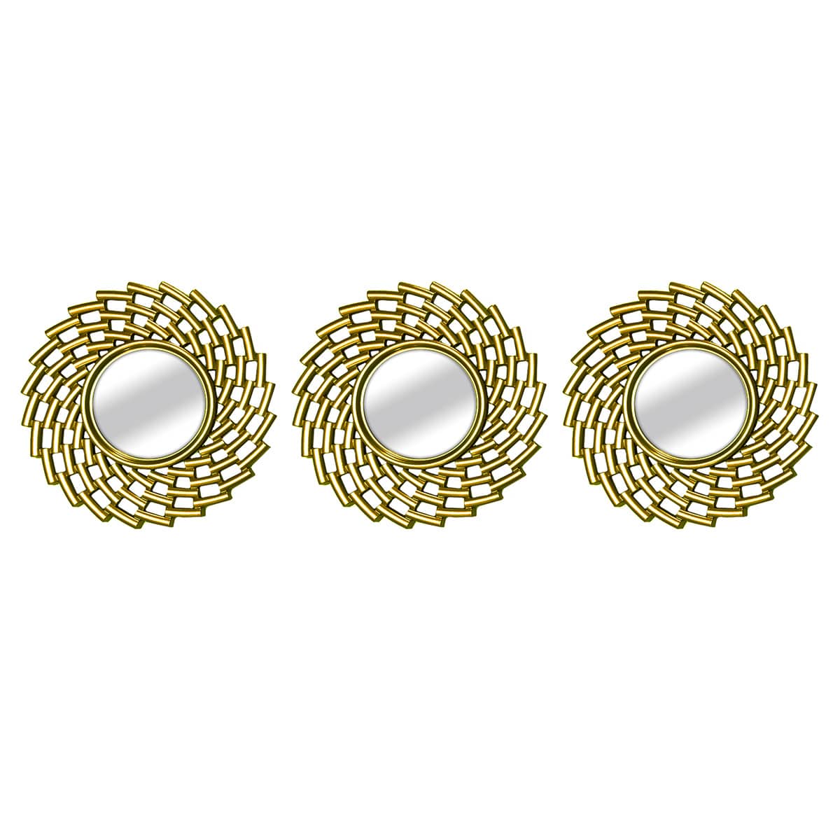 3-Piece Mirror Set Modern Swirl Wall Art, 10"