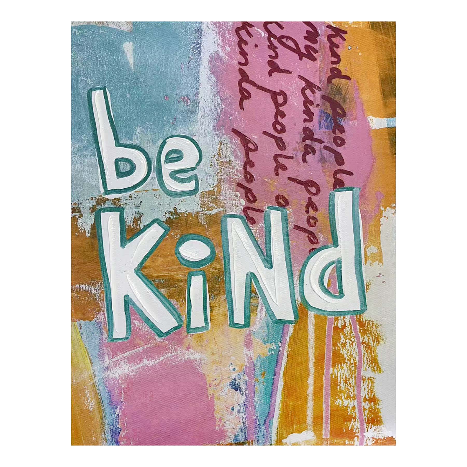 Be Kind Multicolor Canvas Wall Art, 12x16