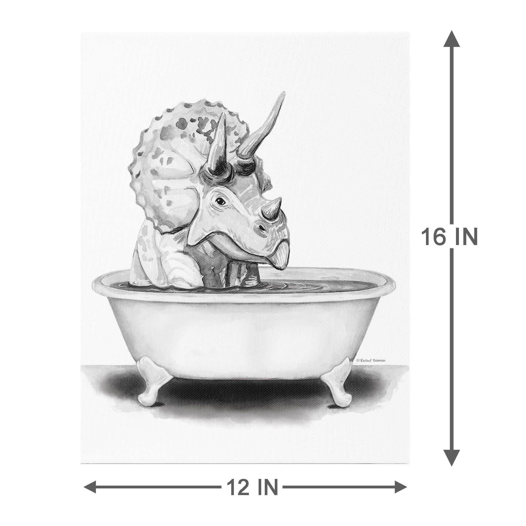 Triceratops In Bathtub Canvas Wall Art, 12x16
