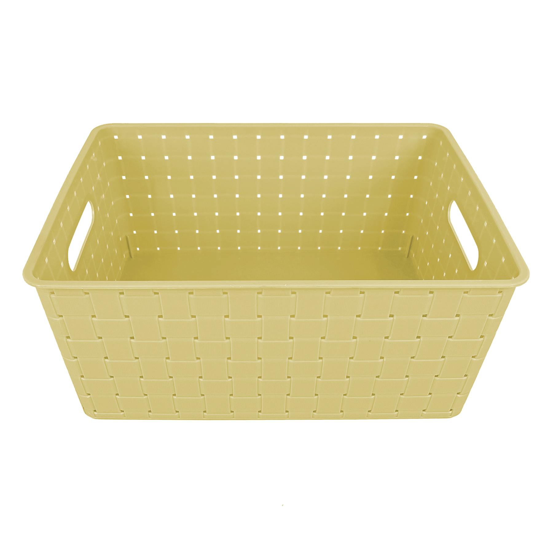 Tiny Dreamers Strap Design Weave Basket, Popcorn Yellow