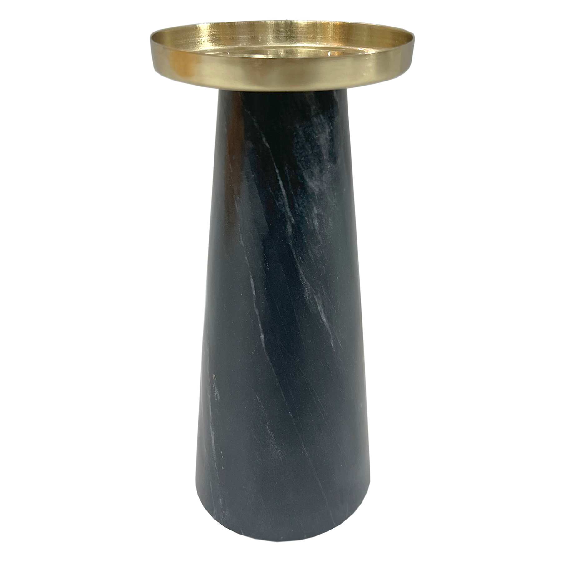 Crosby St. Black Marble with Gold Metal Pillar Candle Holder, Large