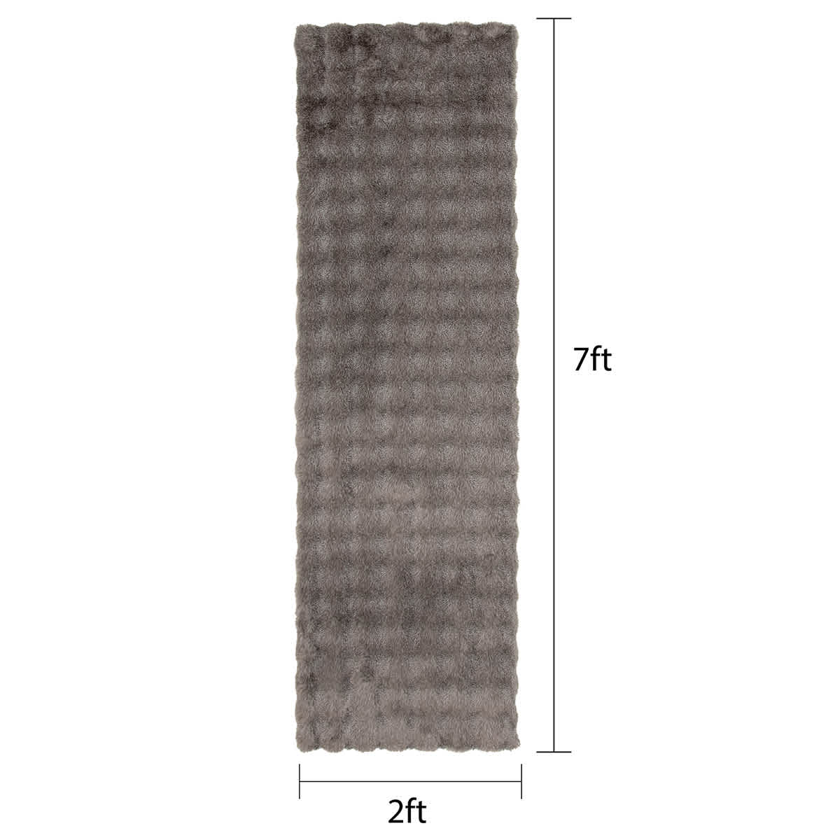 (B890) Crosby St. Grey Two-Tone Bebel Faux Fur Shag Runner, 2x7