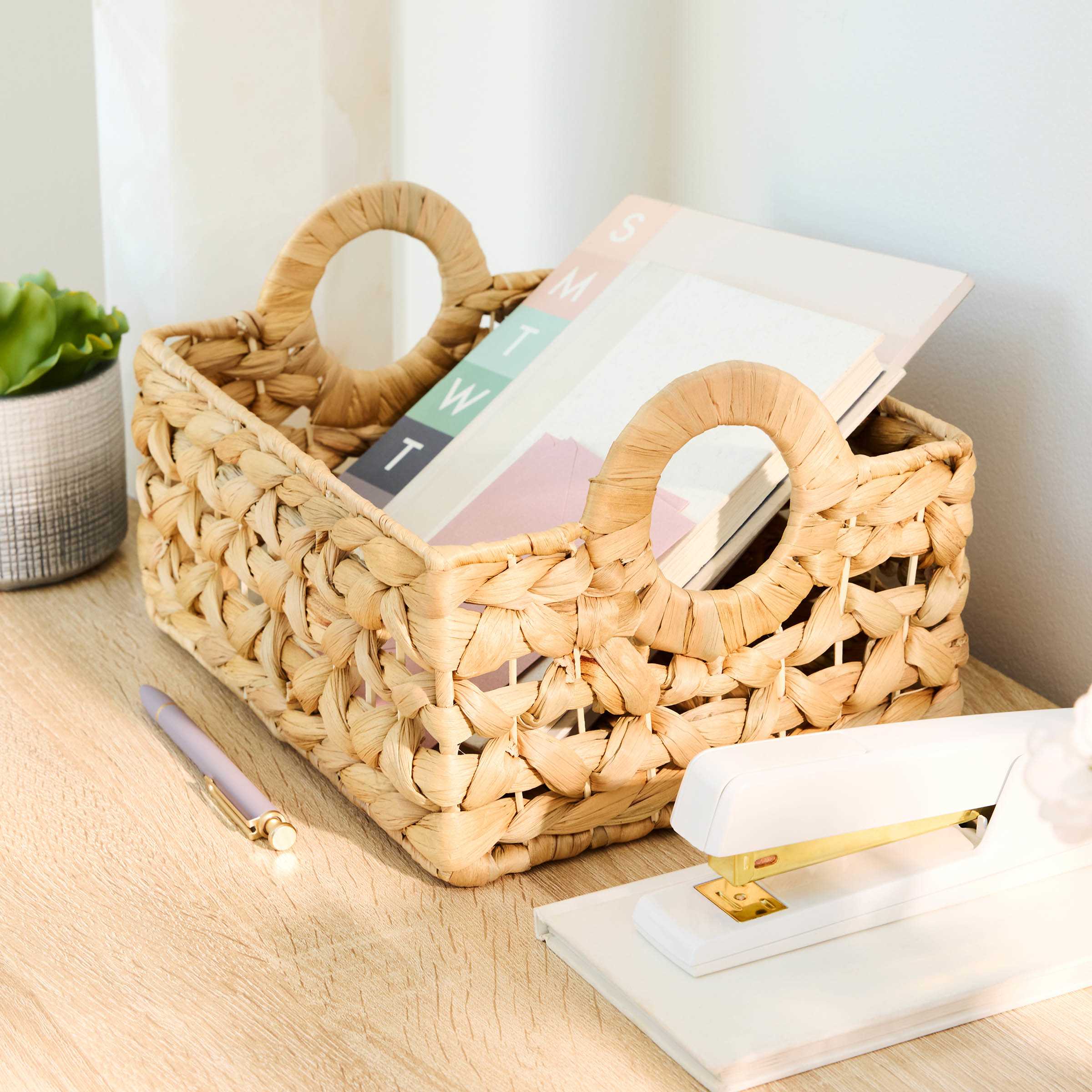 Providence Melia Flower Weave Storage Basket with Handles, Small