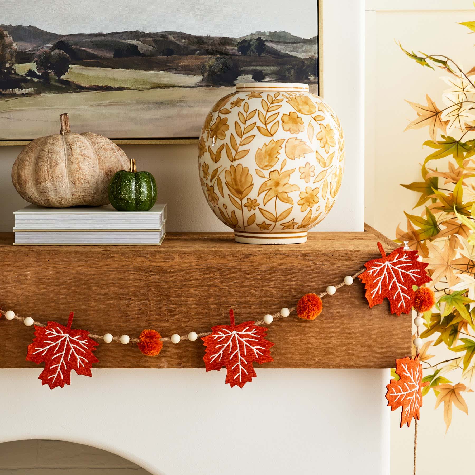 Beaded Leaf Garland, 71"