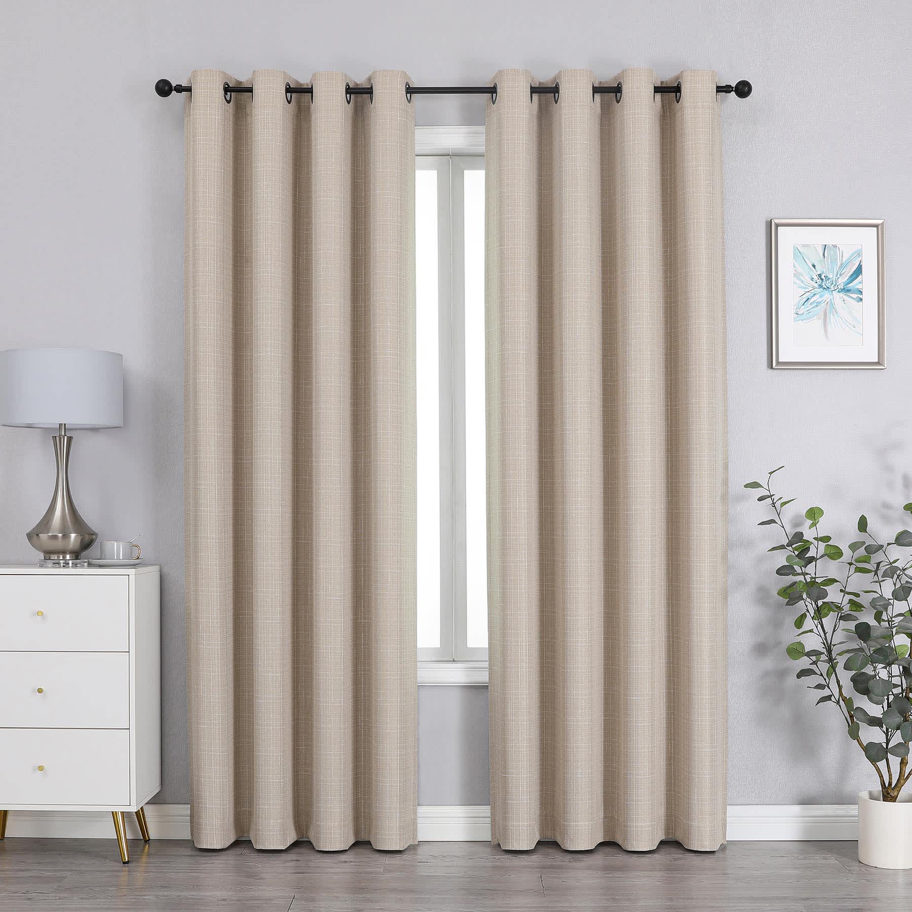 Sun Shield Linen Blackout Grommet Curtain Panel, 95"