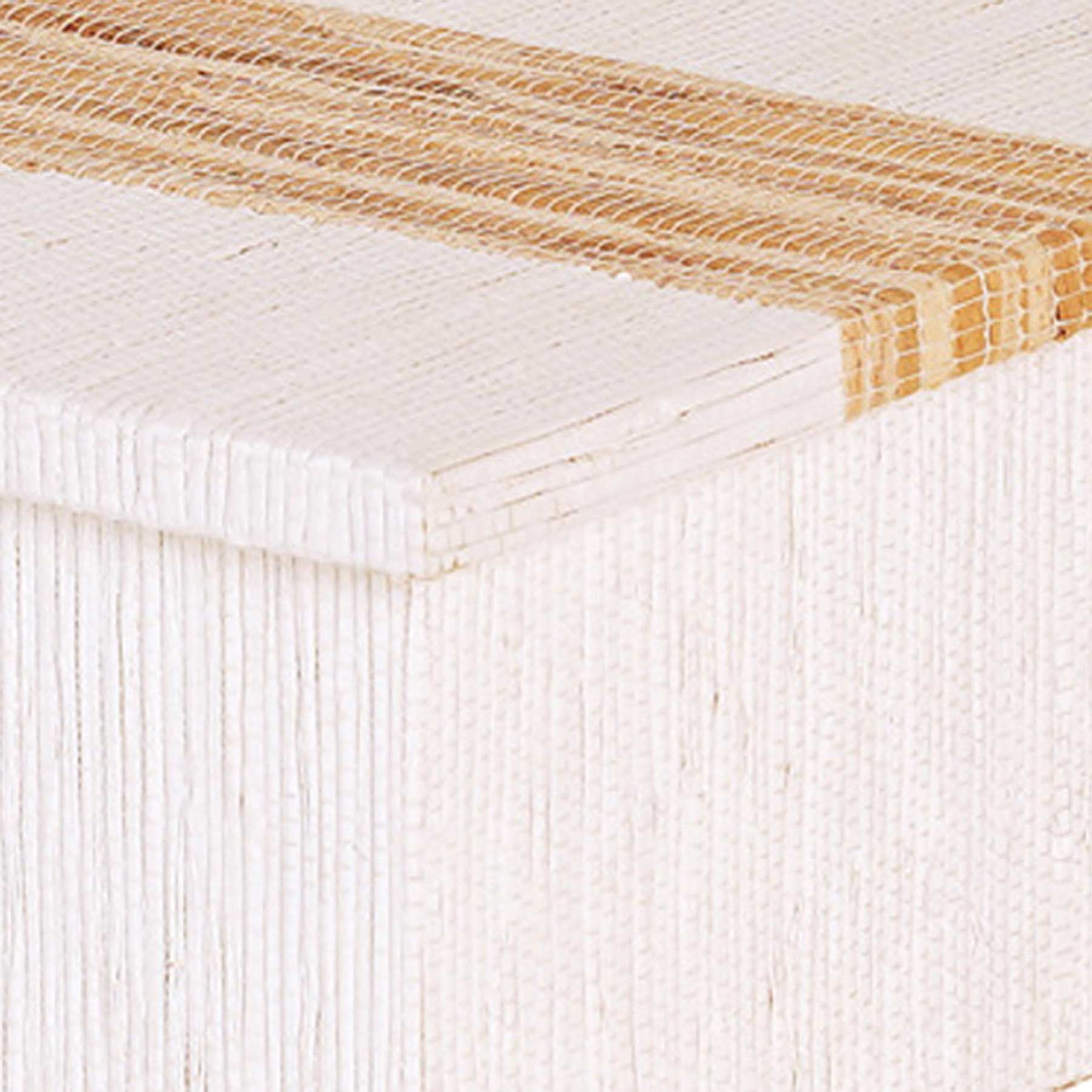 White Woven Box with Natural Stripe, 8x12
