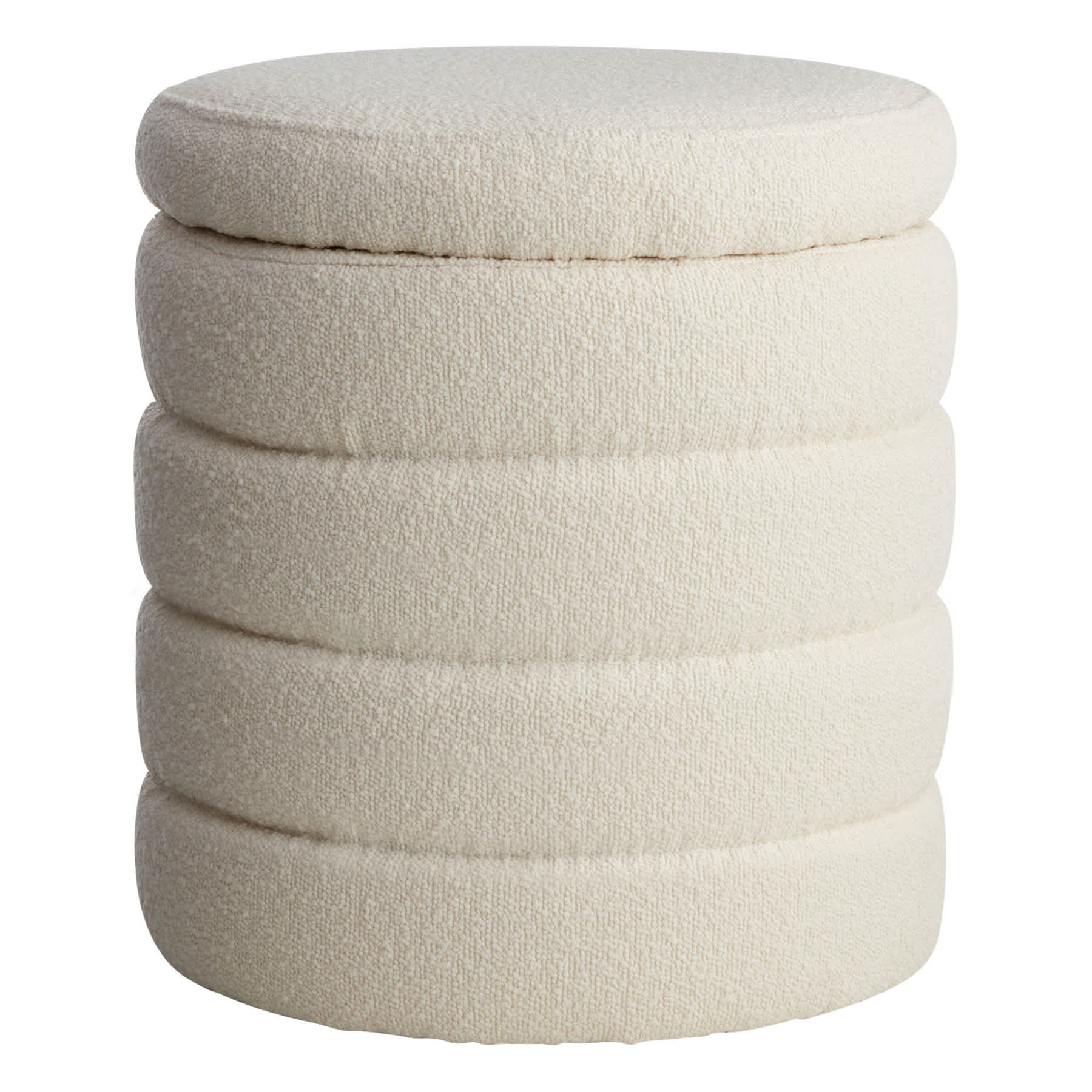 Crosby St. Pax Boucle Round Storage Ottoman, Cream