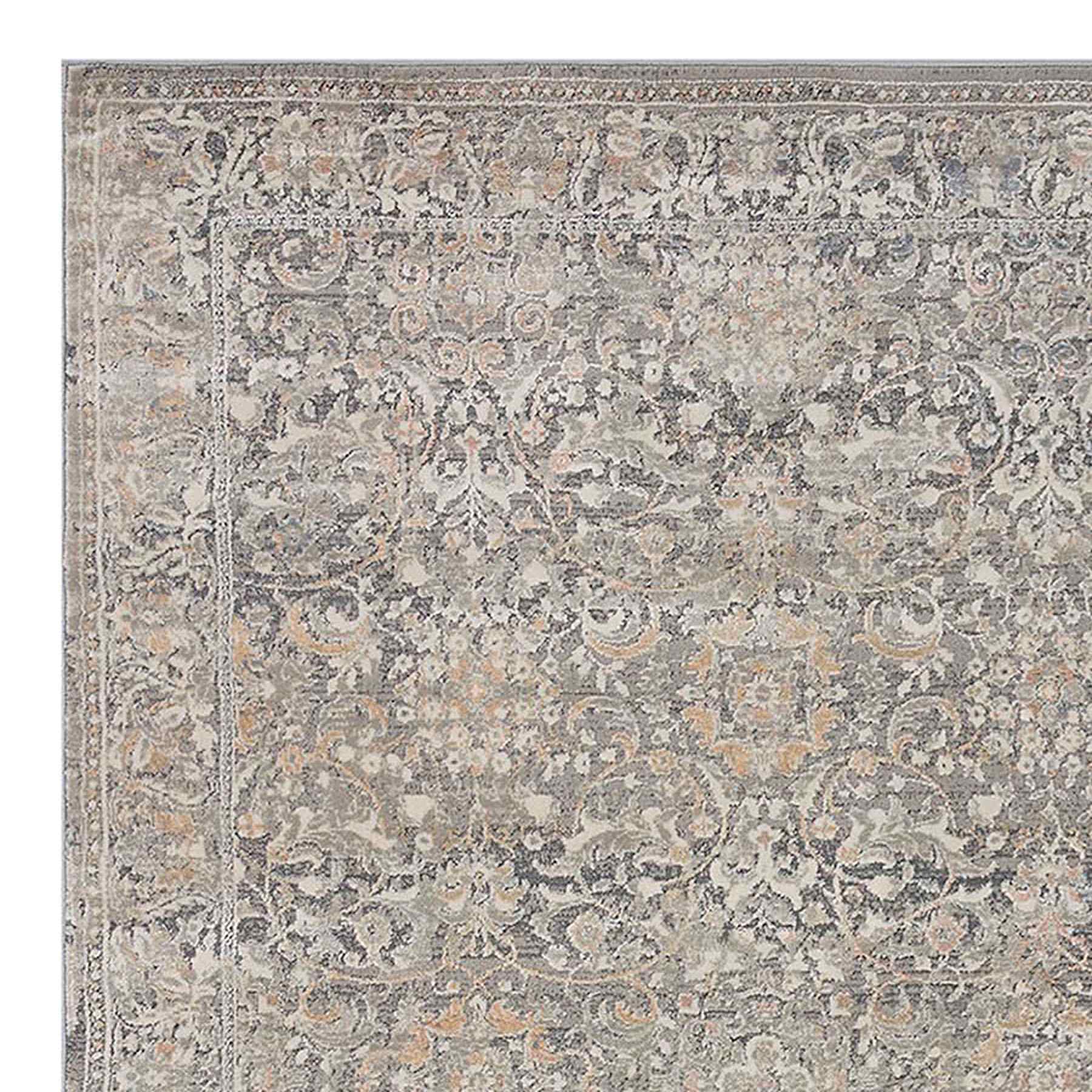 (B769) Helena Grey Floral Area Rug, 5x7
