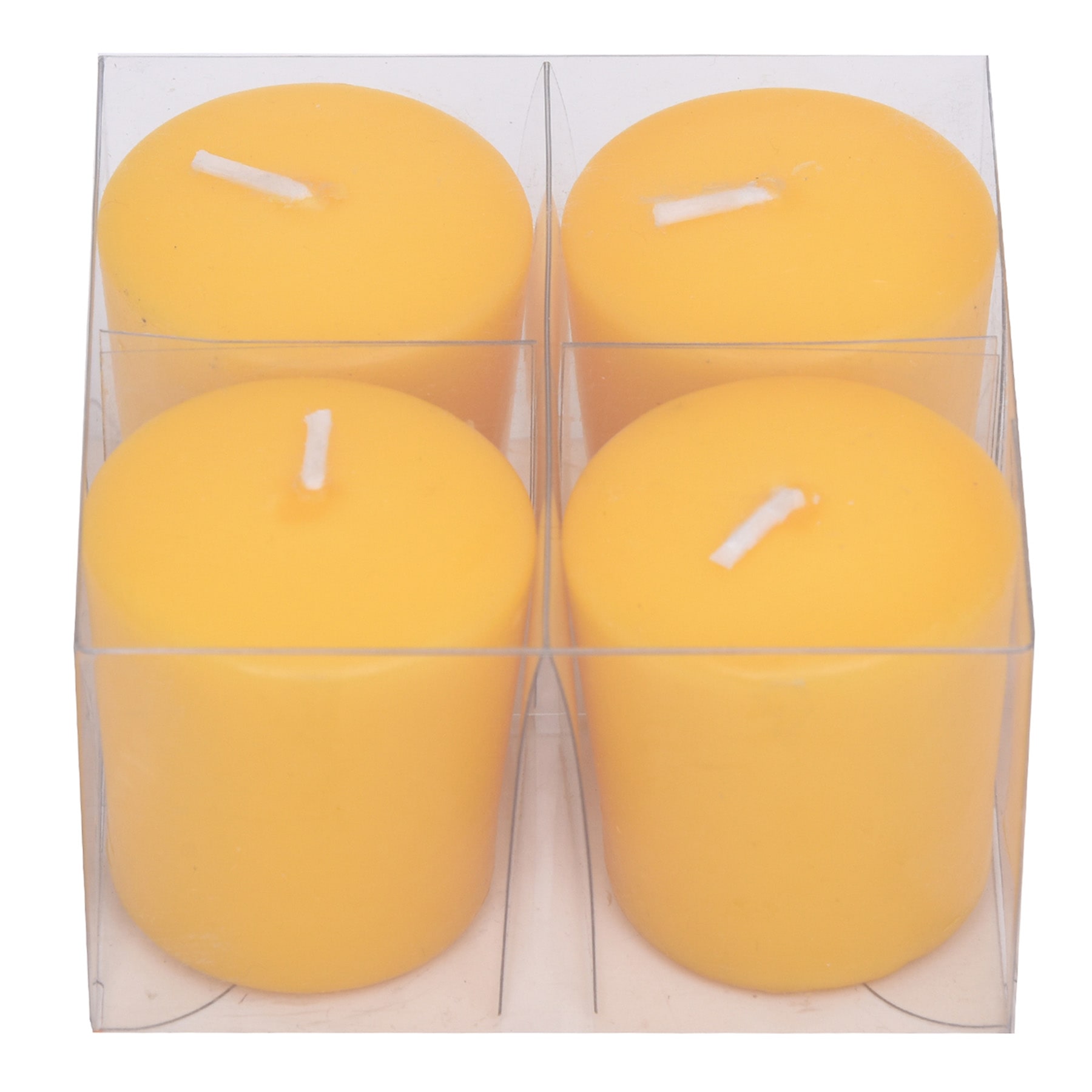 4-Pack Unscented Overdip Votive Candles, Yellow
