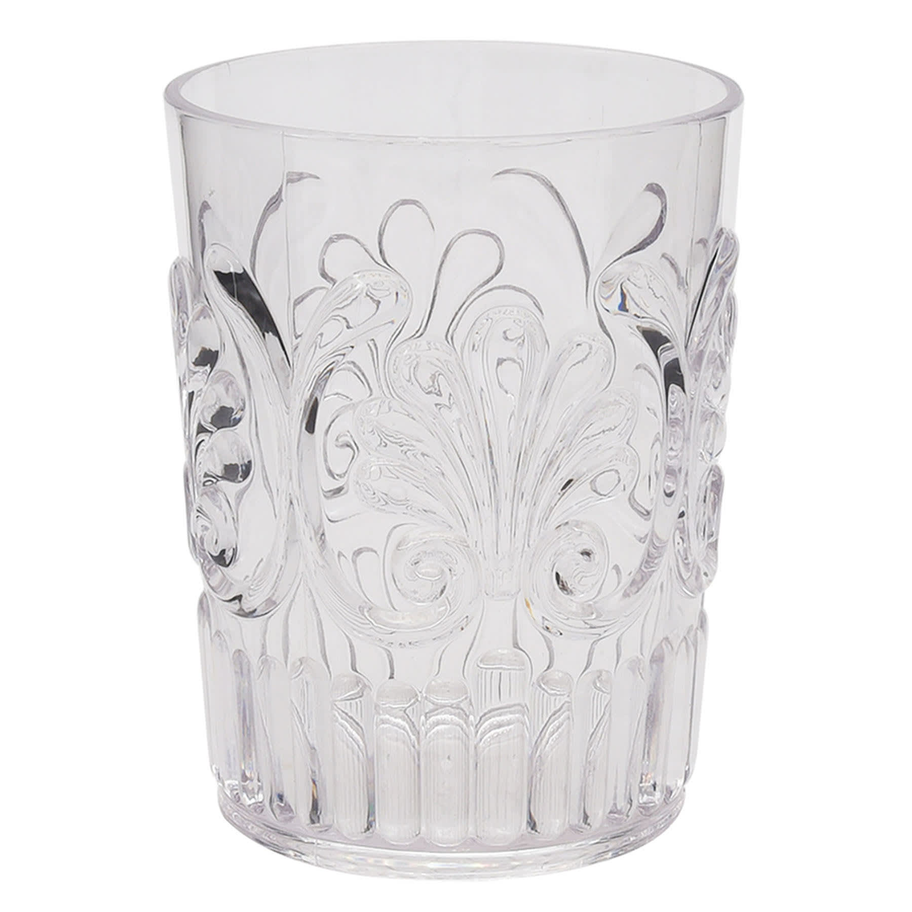 Clear Embossed Acrylic Double Old Fashioned Glass