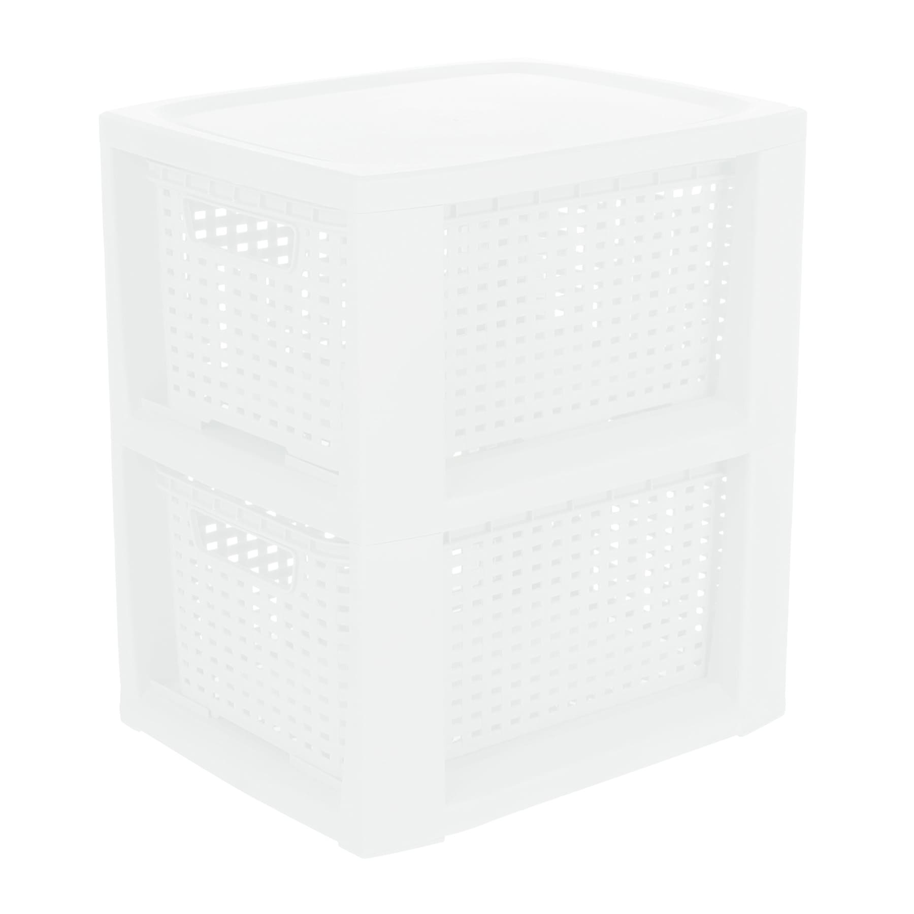 2-Layer Woven Drawer Set, White