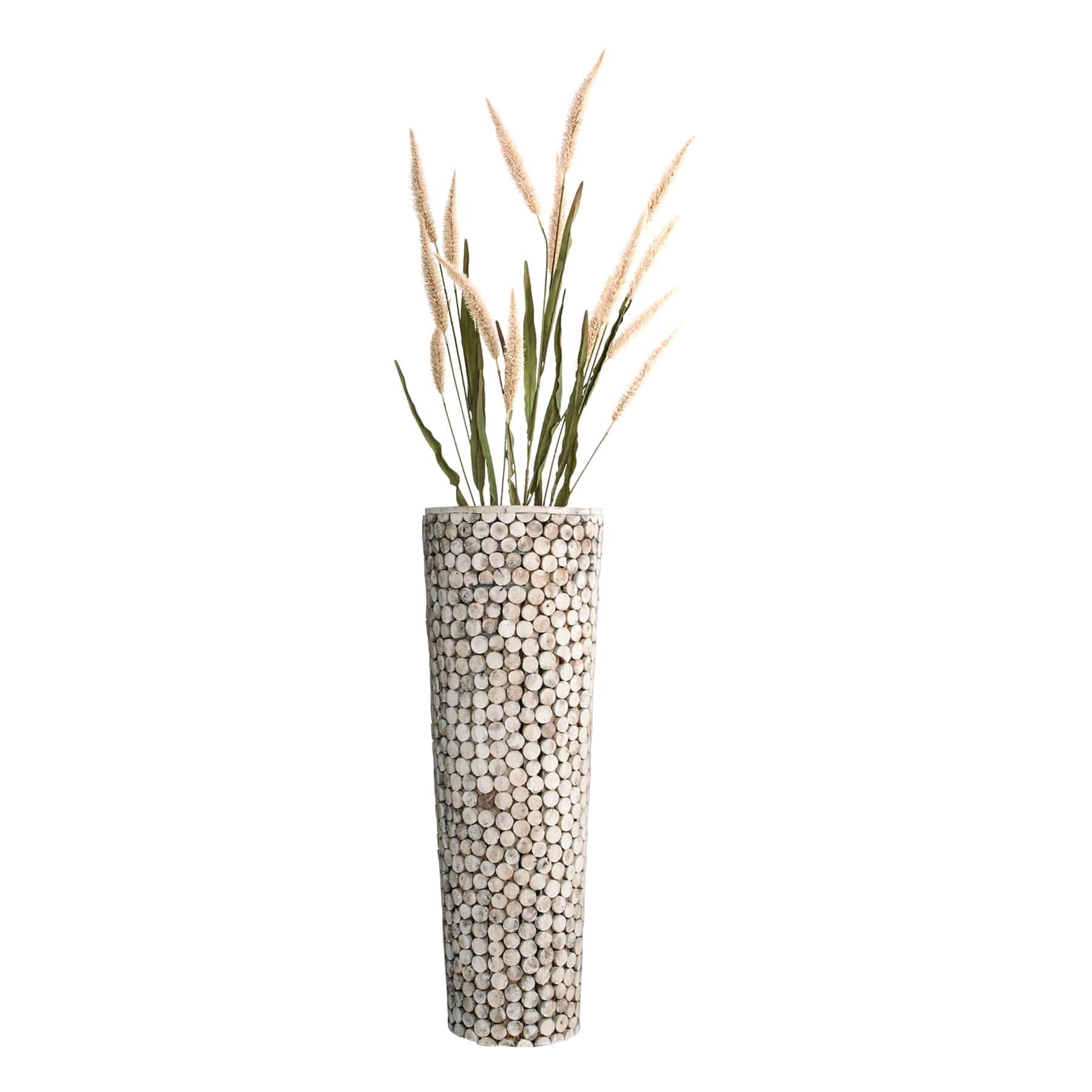 Recycled Acacia Cylinder Floor Vase, 36"