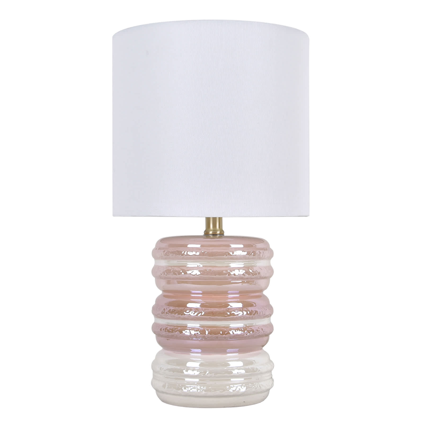 Pink Ceramic Stacked Macarons Lamp with Shade, 17.8"