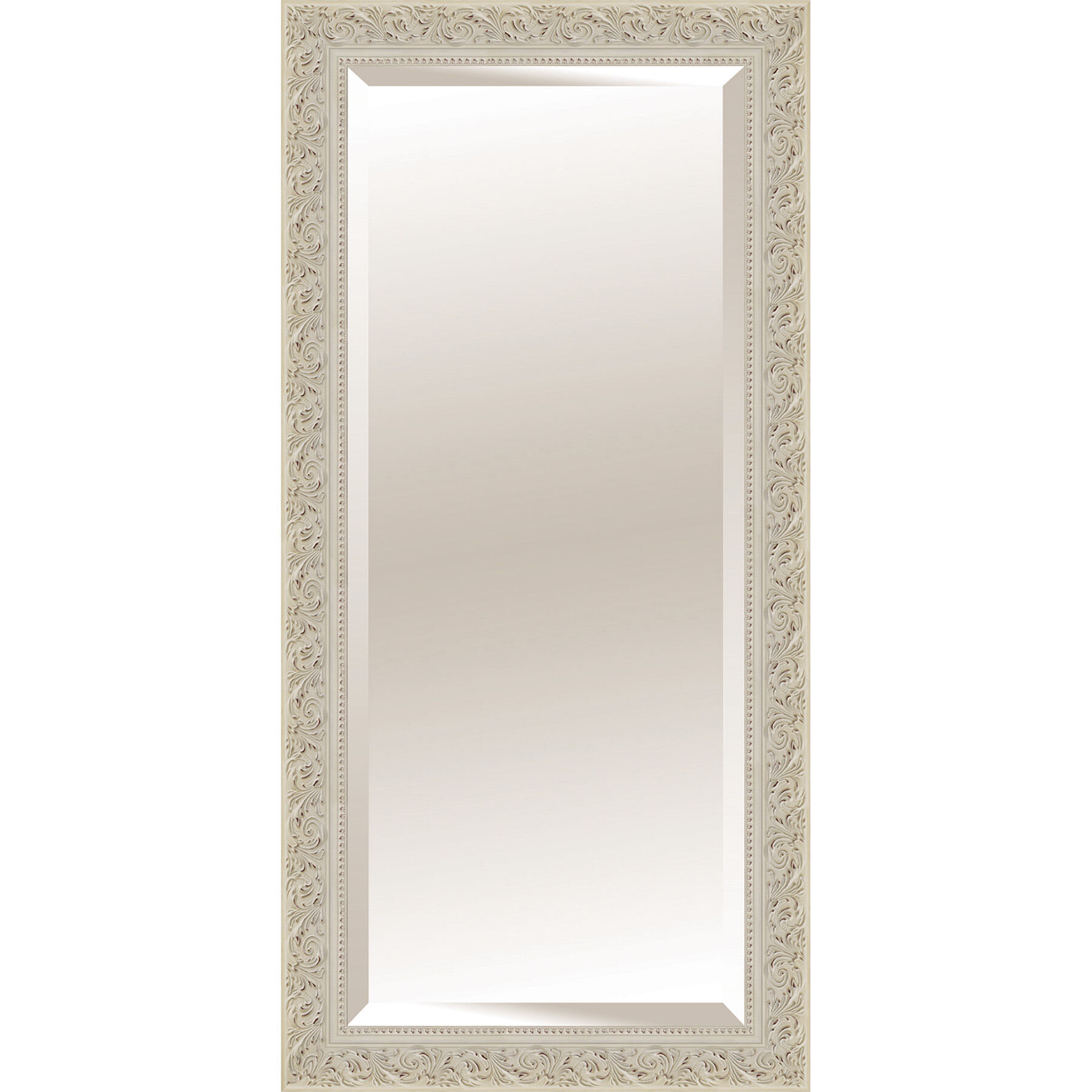 Antique White Solid Wood Leaner Mirror, 30x66