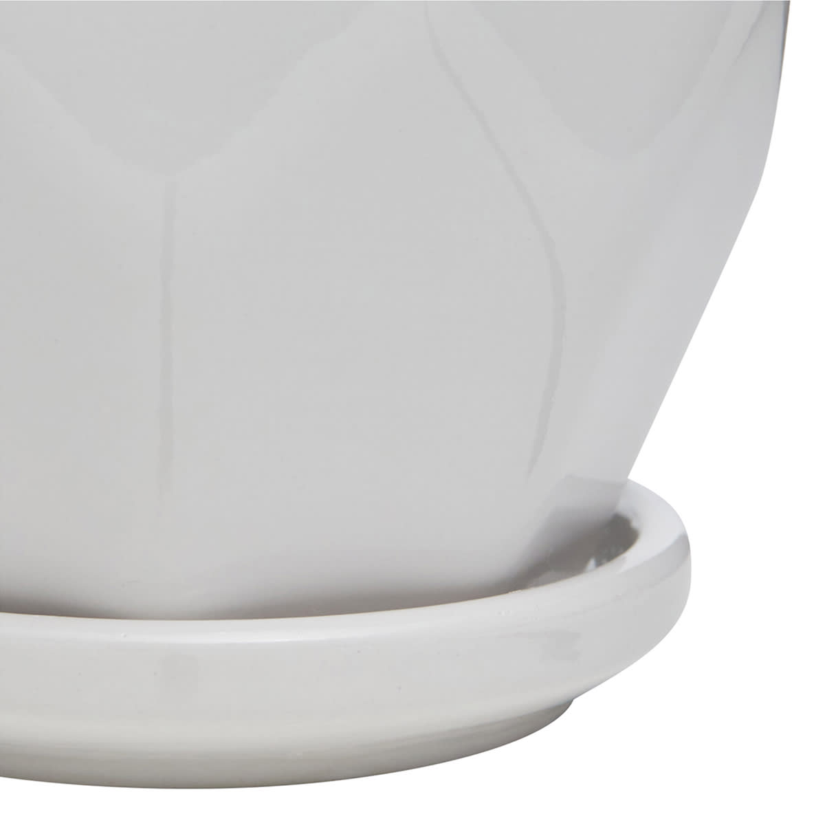 Indoor Hexa White Ceramic Pot, Extra Small