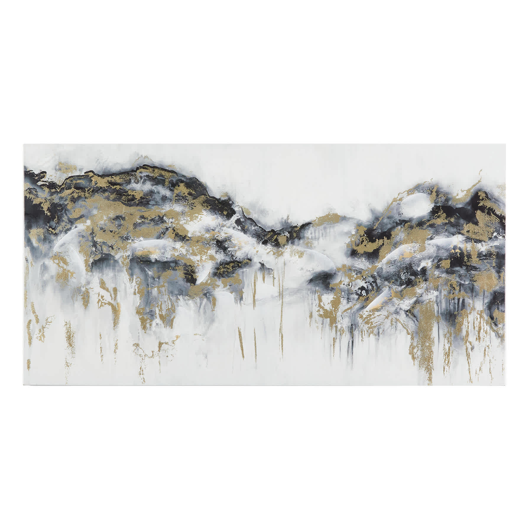 Black & Yellow Abstract Canvas Wall Art, 60x30