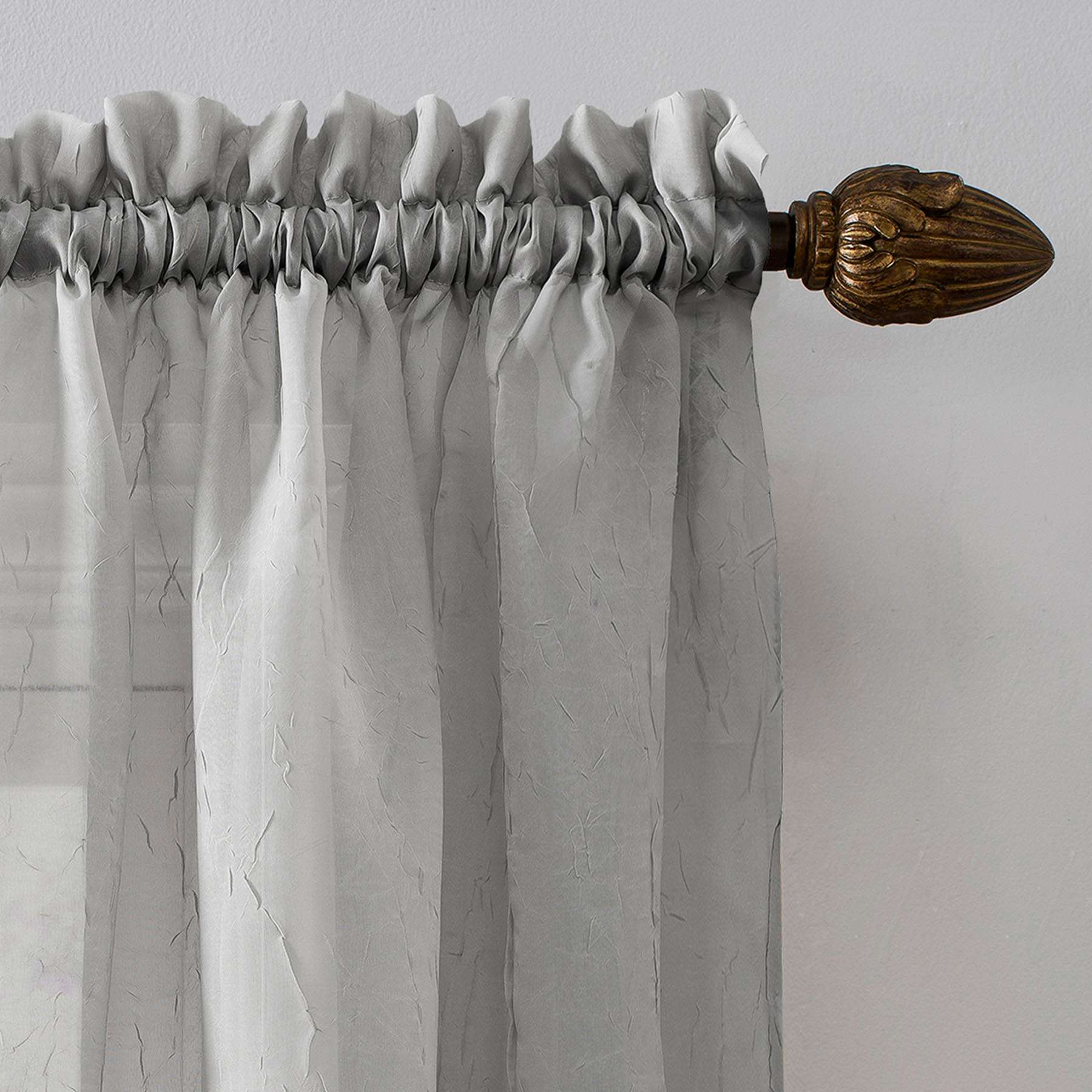 Erica Silver Rod Pocket Sheer Curtain Panel, 63"