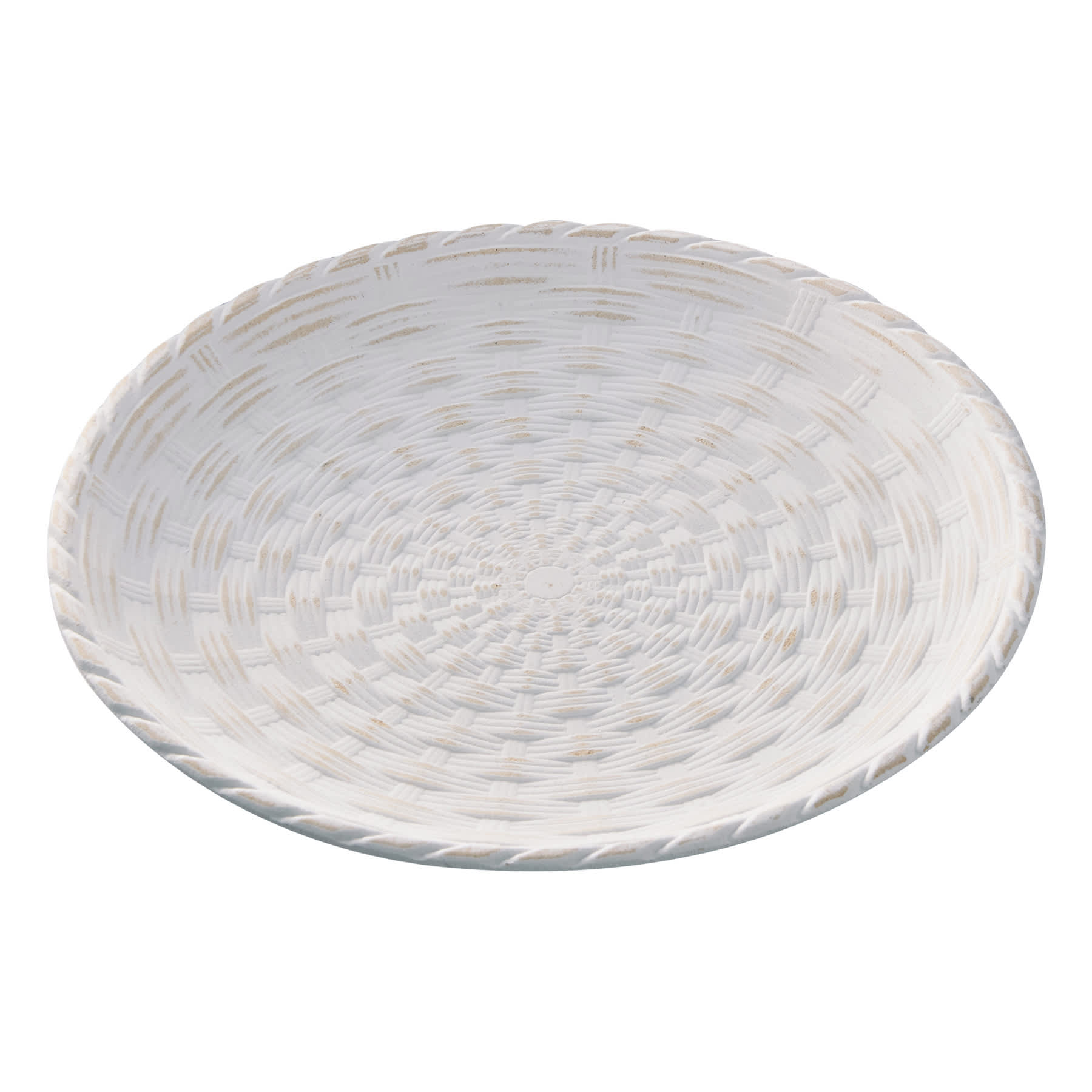 Honeybloom White Woven Decorative Platter, 12"