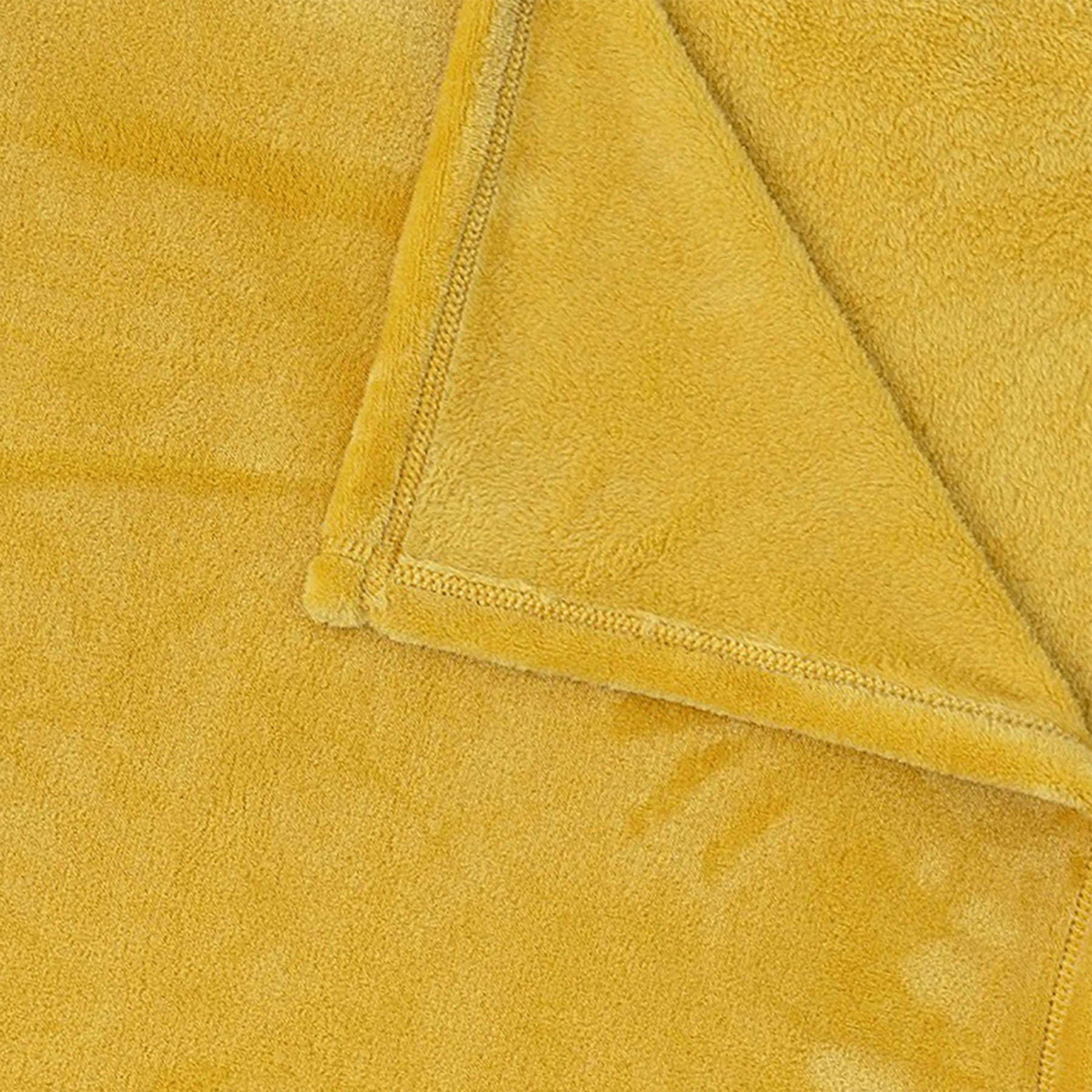 Yellow Plush Bed Blanket, Twin/Twin XL
