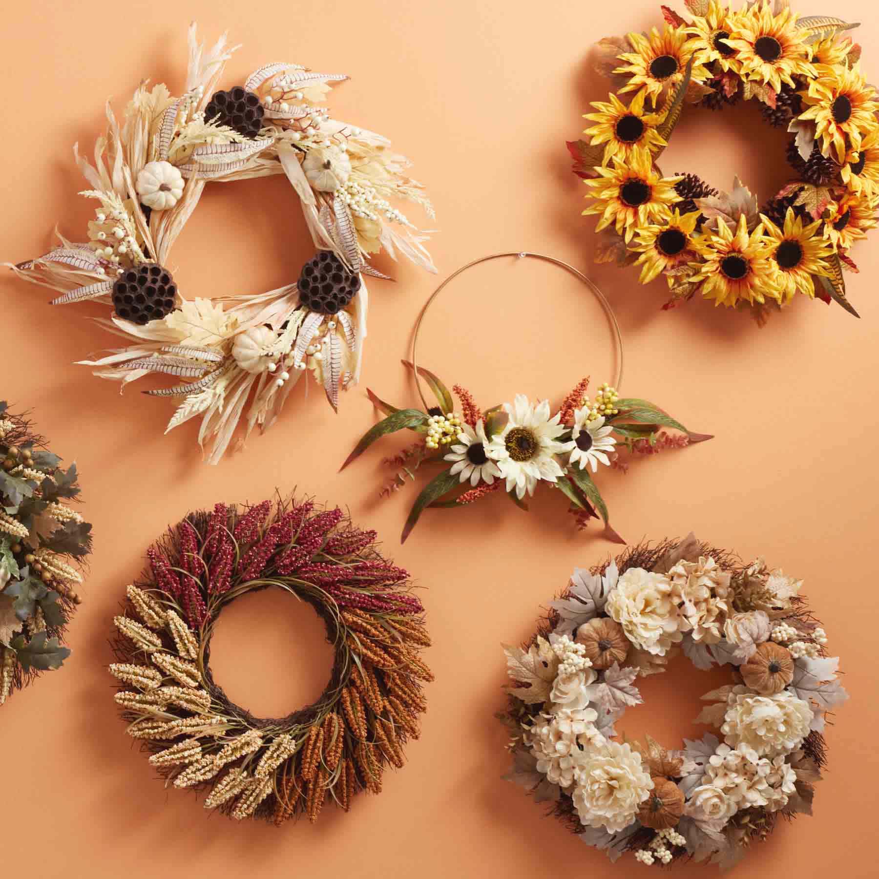Ivory Peony & Hydrangea Autumn Wreath, 24"