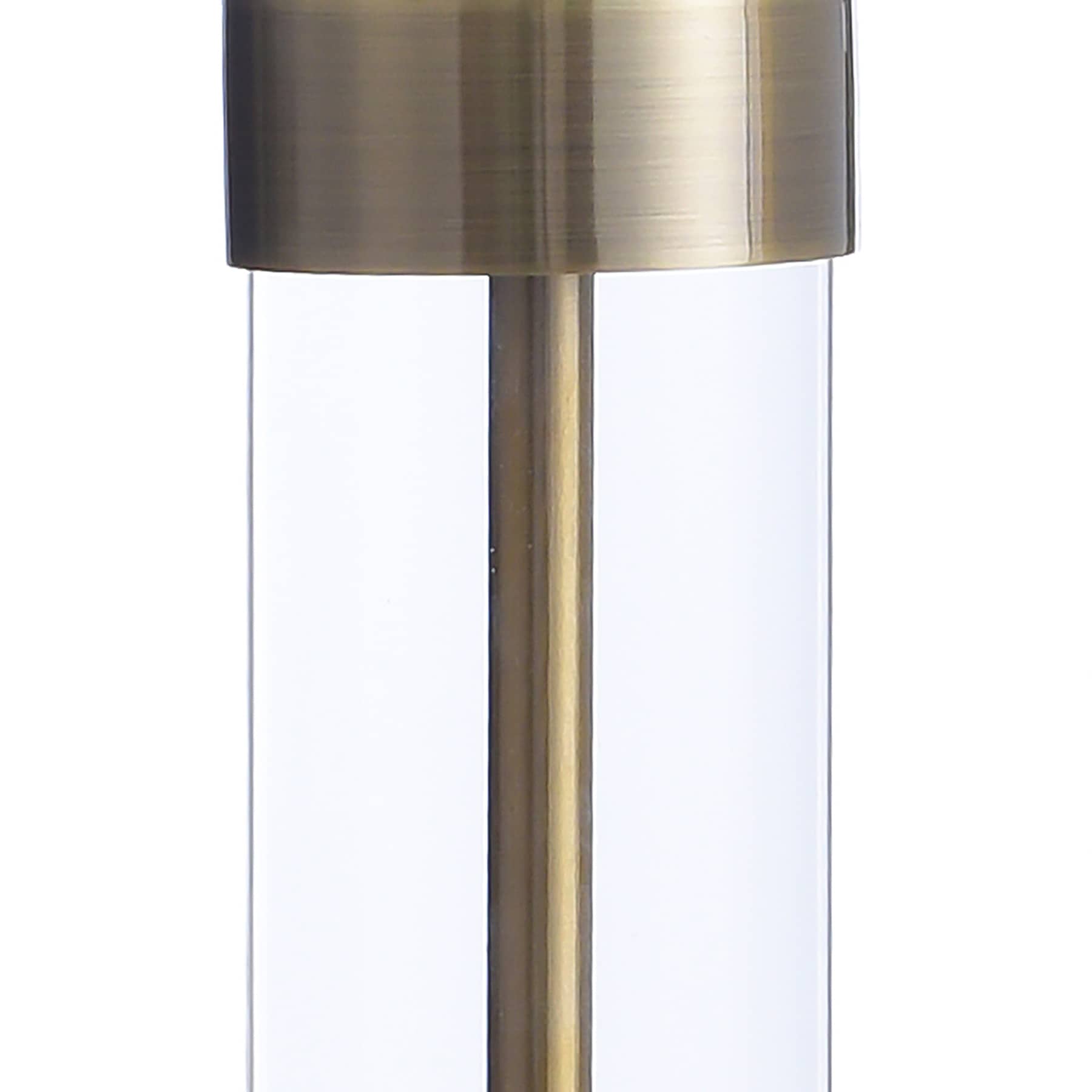 Clear Glass & Gold Metal Large Table Lamp Base, 23"