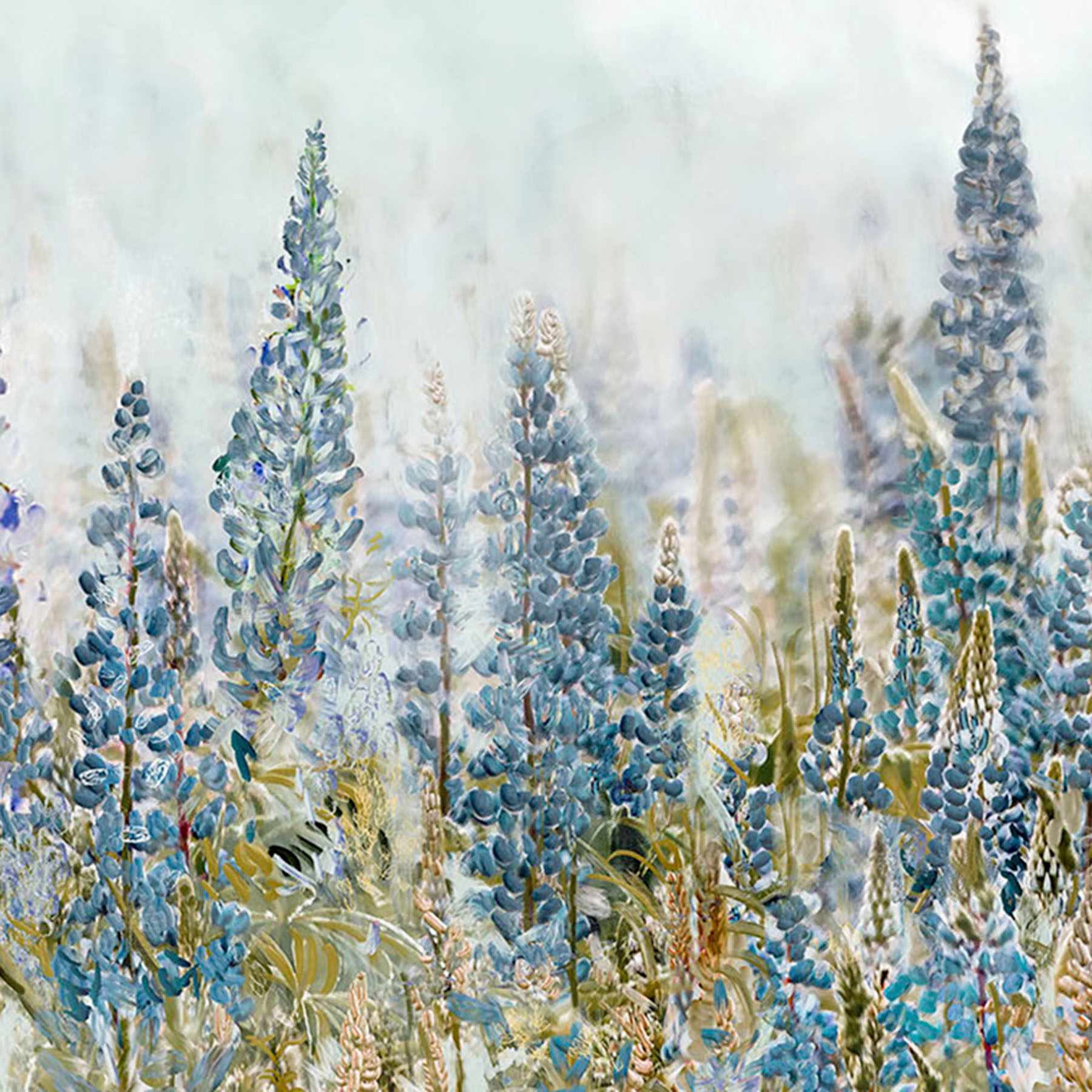 Blue Floral Canvas Wall Art, 40x20