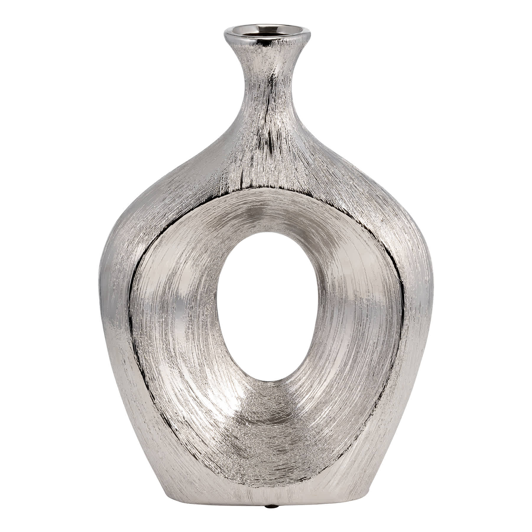 Silver Scratched Oval Vase Cut-Out, 13"