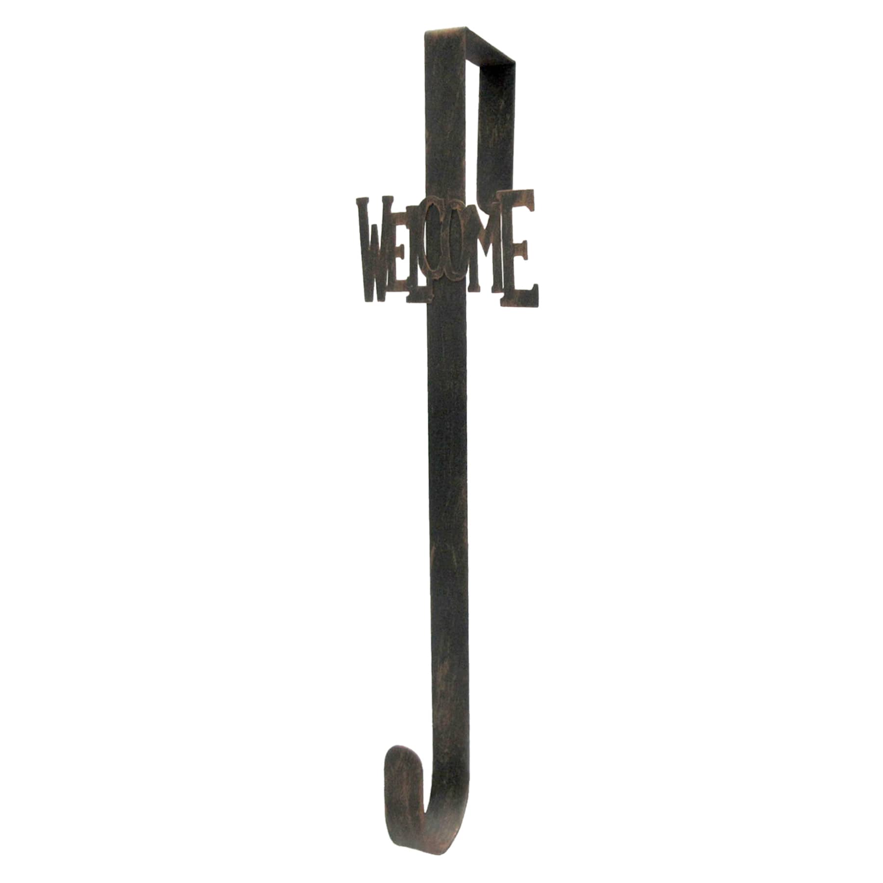 Metal Welcome Over the Door Wreath Hanger, 15"